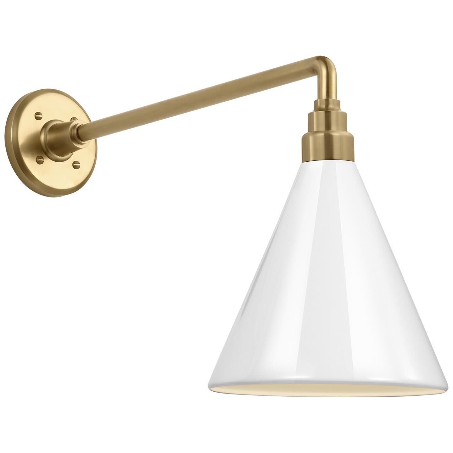 Shown in Hand-Rubbed Antique Brass finish and White Conical Savannah shade