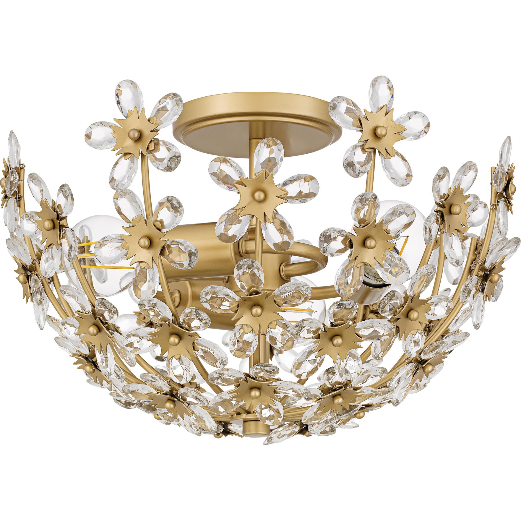Shown in Soft Gold finish and Clear Crystal Glass shade