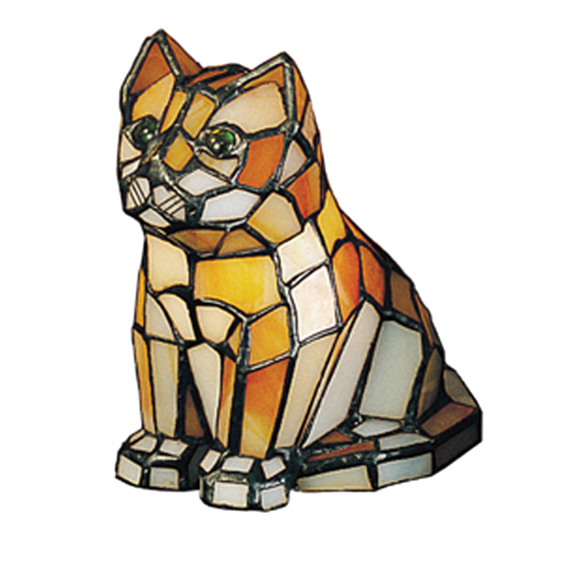 Cat Tiffany Glass 7 Inch Accent Lamp by Meyda Lighting