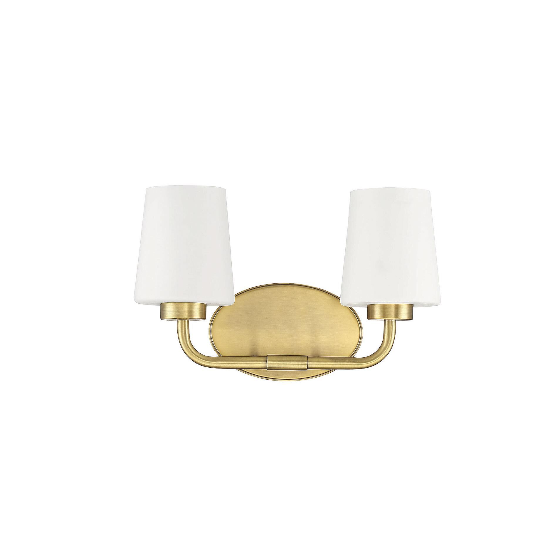 Shown in Warm Brass finish and White -  Frosted glass