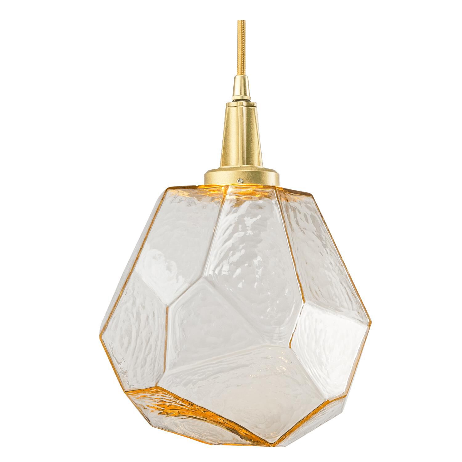 Shown in Heritage Brass finish and Amber glass