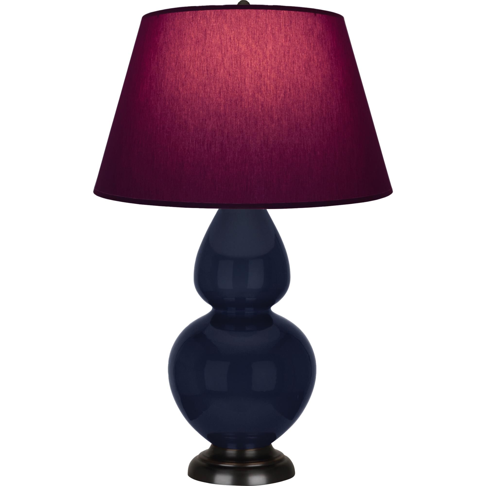 Shown in Midnight Blue finish and Plum and Lavender shade and Deep Patina Bronze accent