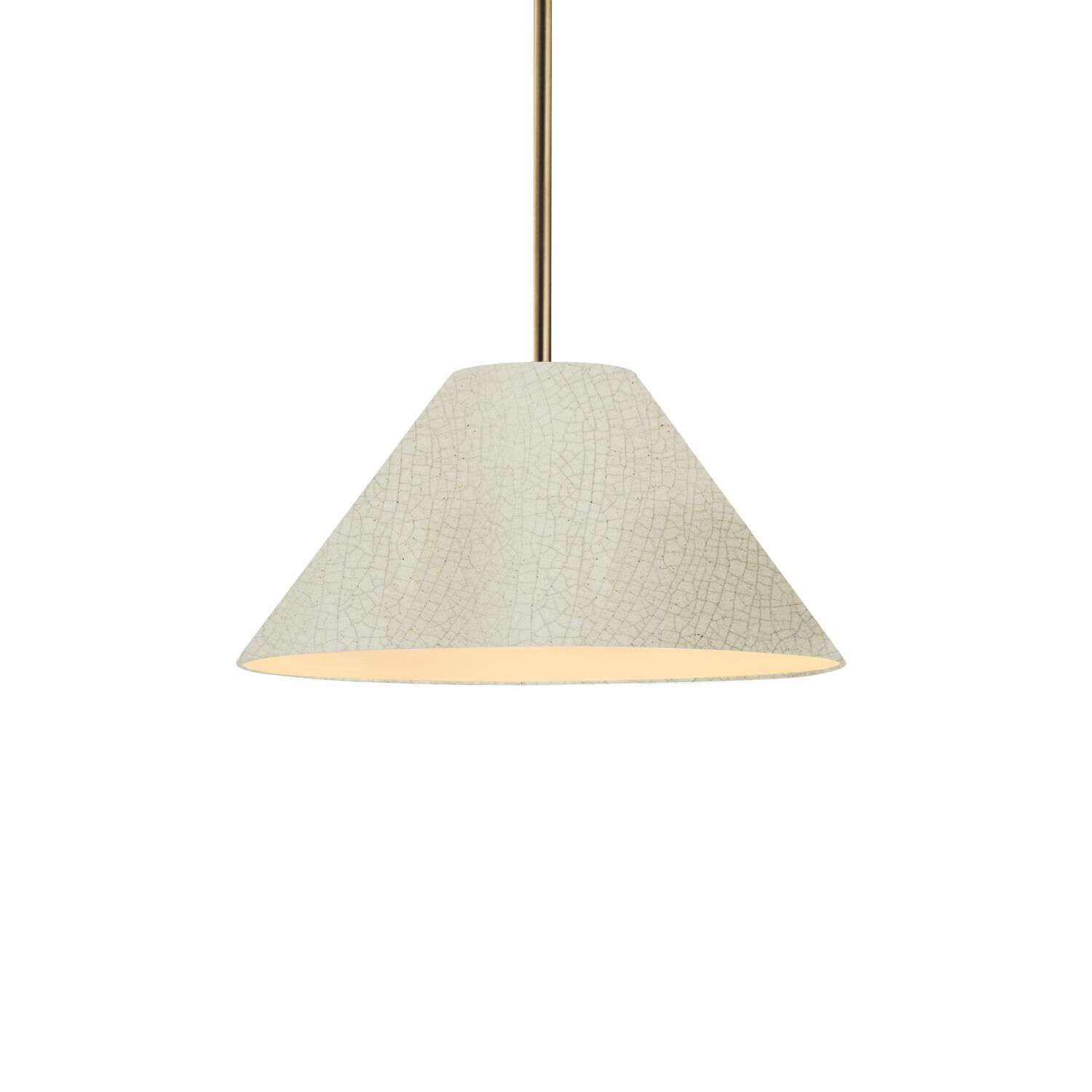 Shown in Antique Brass finish and White Crackle shade