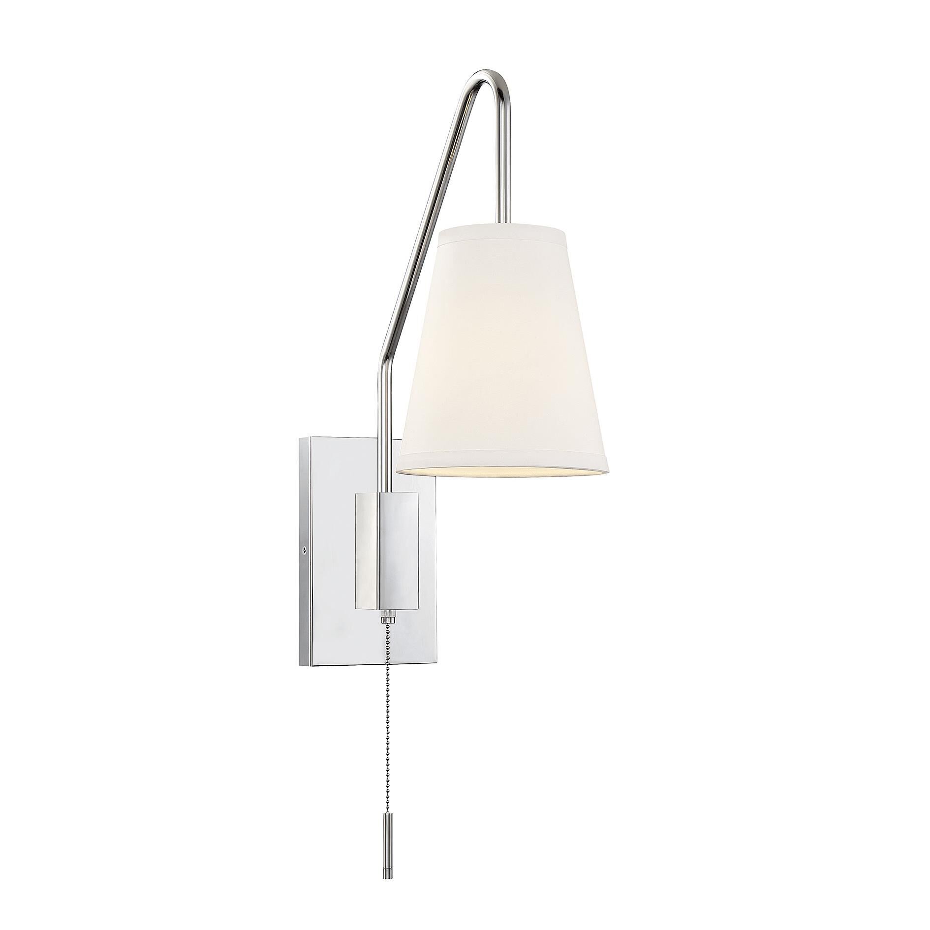 Shown in Polished Nickel finish and White Fabric shade