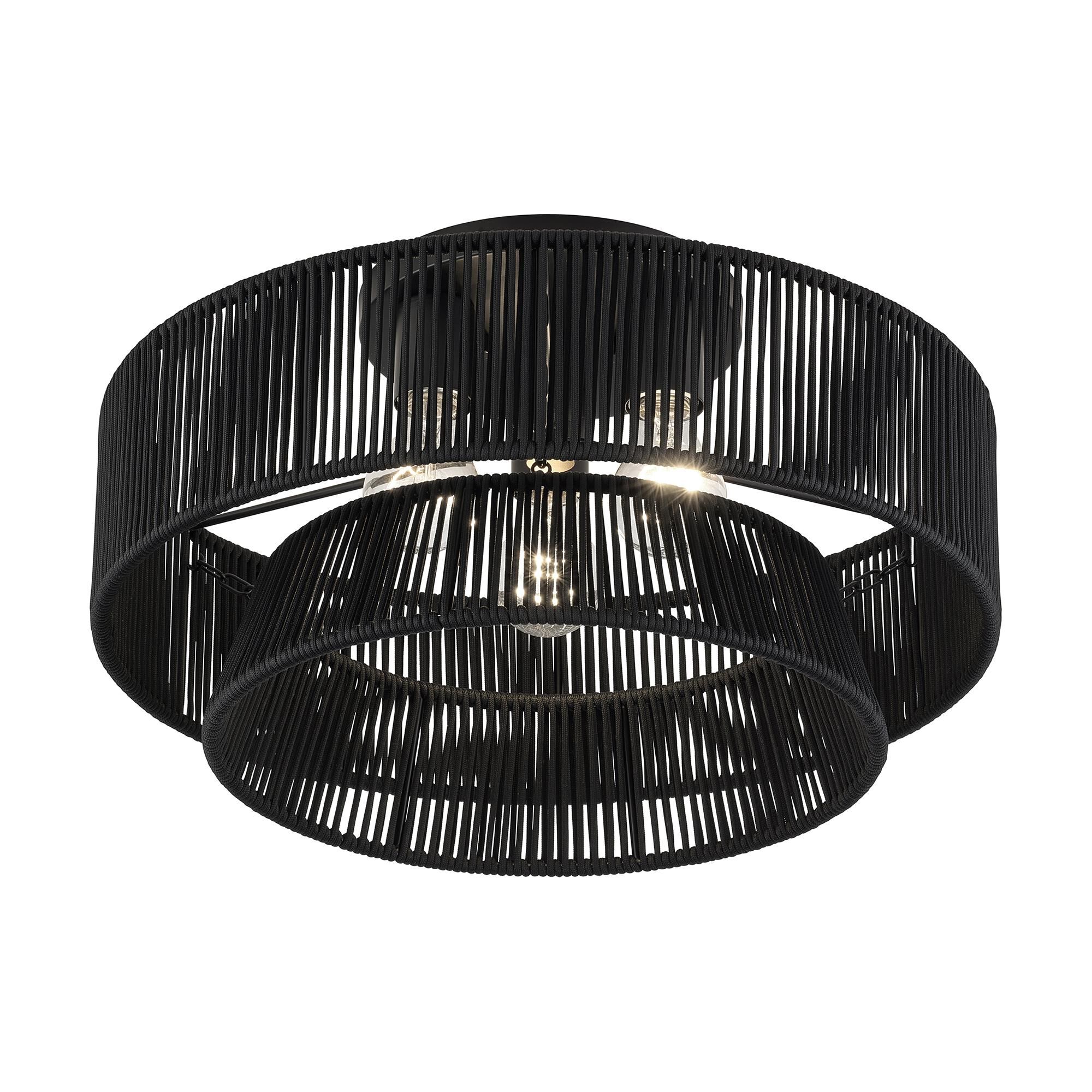 Shown in Black finish and Hand-Woven Parisian Night Color Polyester Rope shade