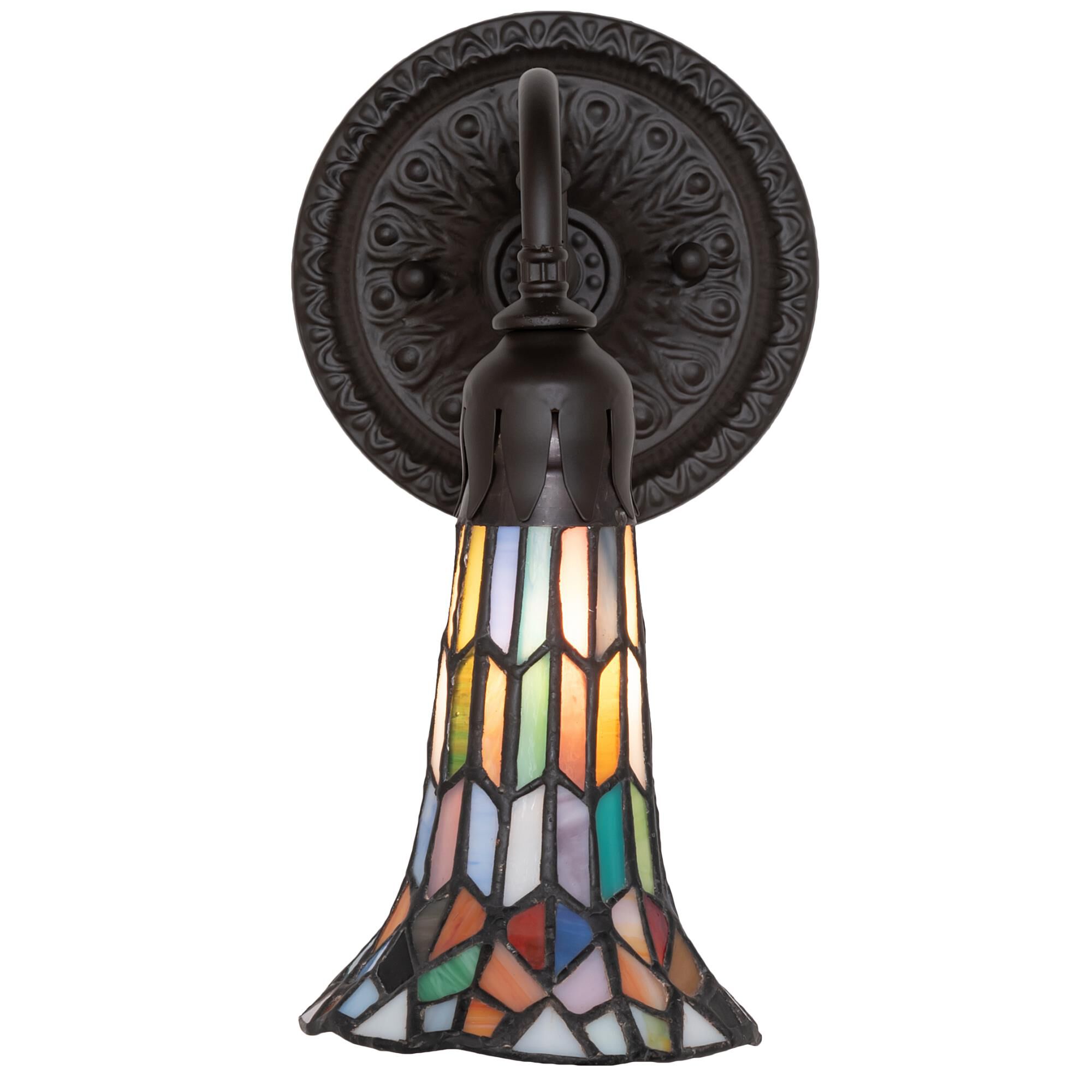 Meyda Lighting Stained Glass Pond Lily 10 Inch Tall Outdoor Wall Light