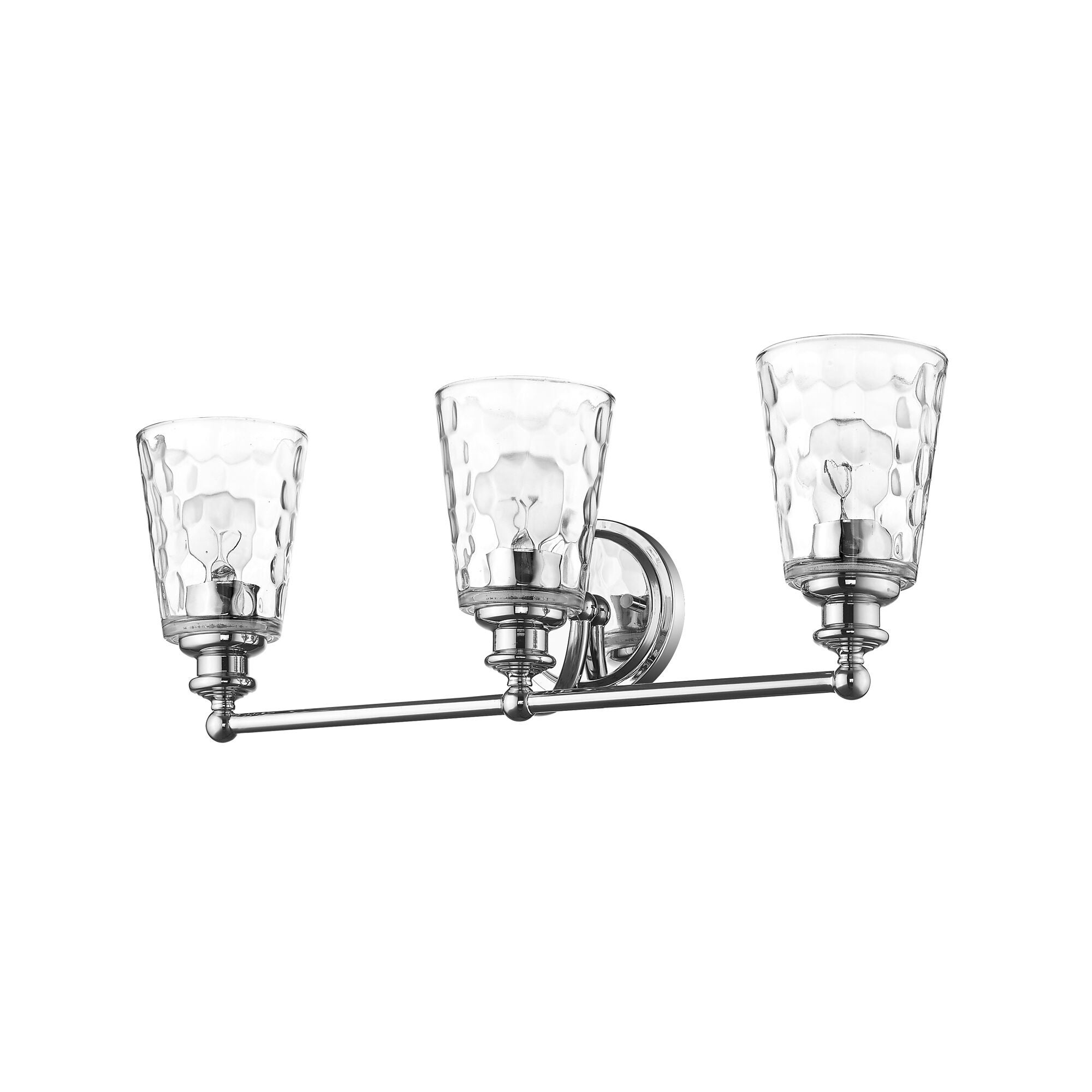 Shown in Chrome finish and Clear glass and Clear, Optic Cone Shaped Glass shade