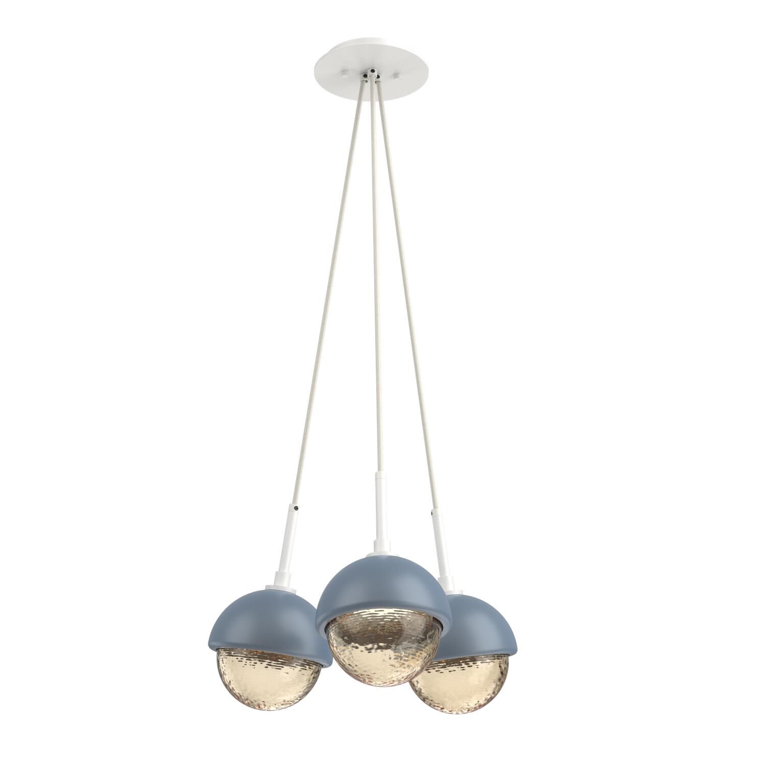 Shown in Salt White finish and Amber glass and Poppy Blue accent