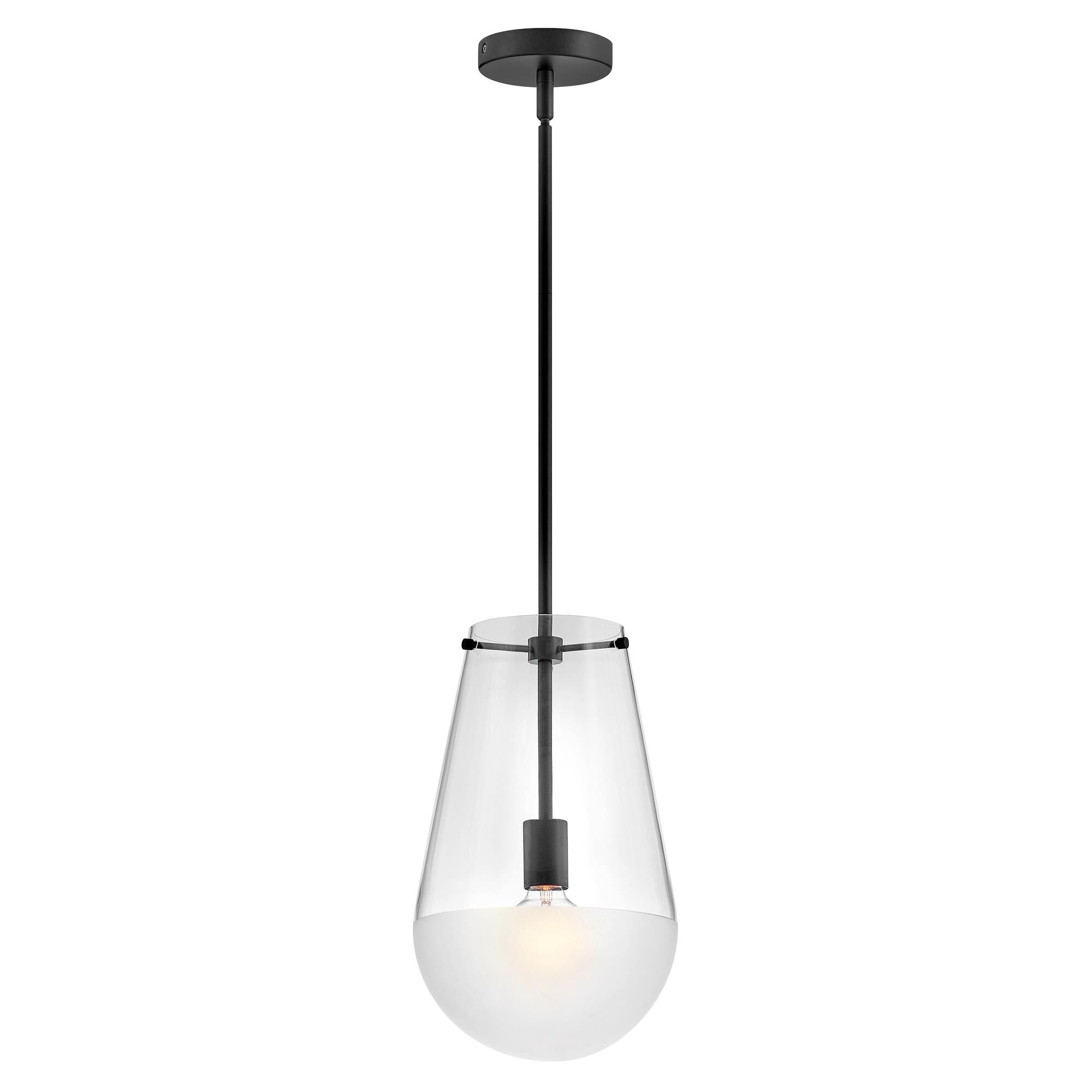Shown in Black finish and Clear With Etch-Dipped glass