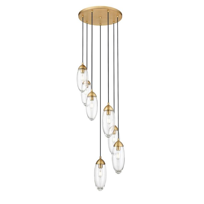 Shown in Rubbed Brass finish and Clear glass