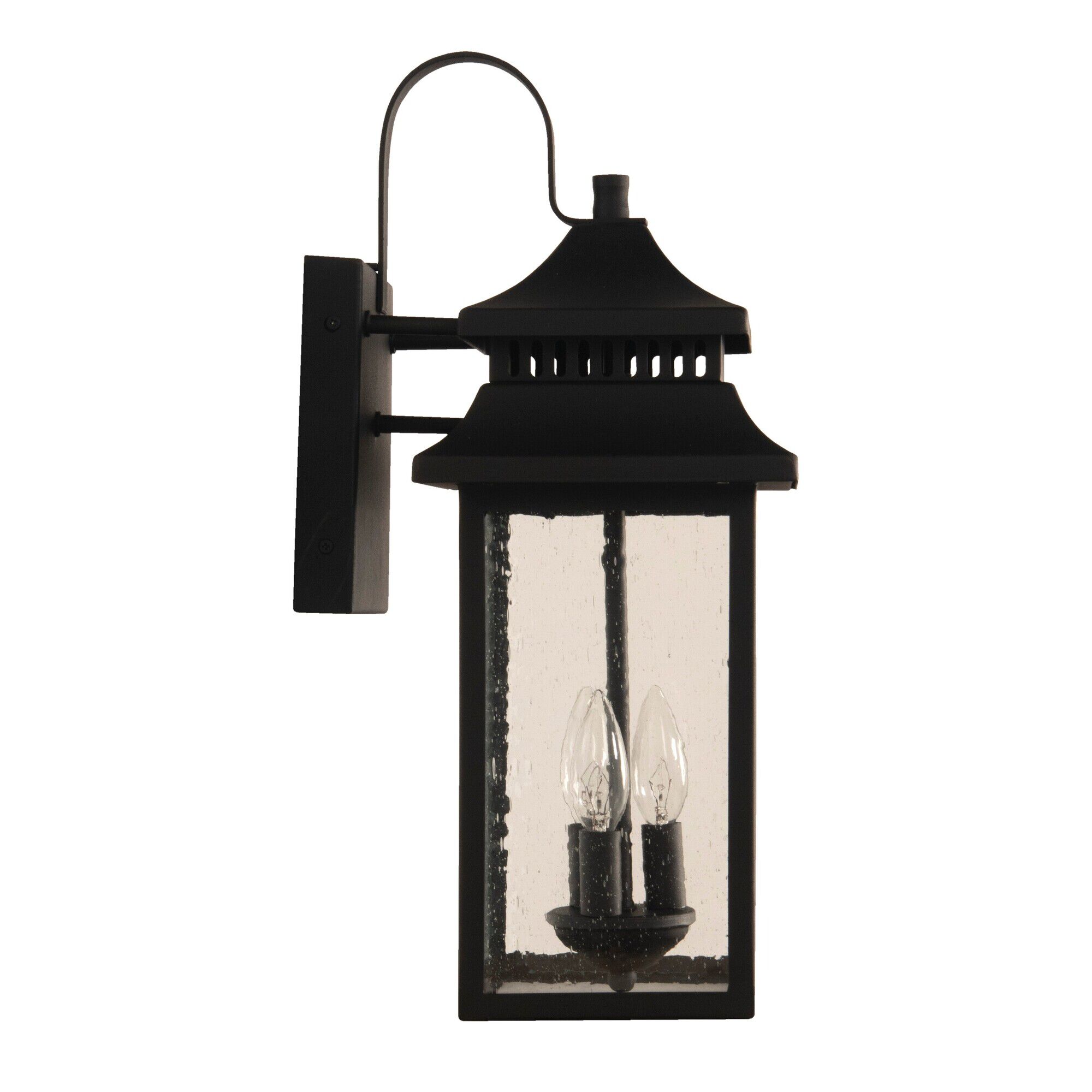 Shown in Textured Matte Black finish and Rectangle glass