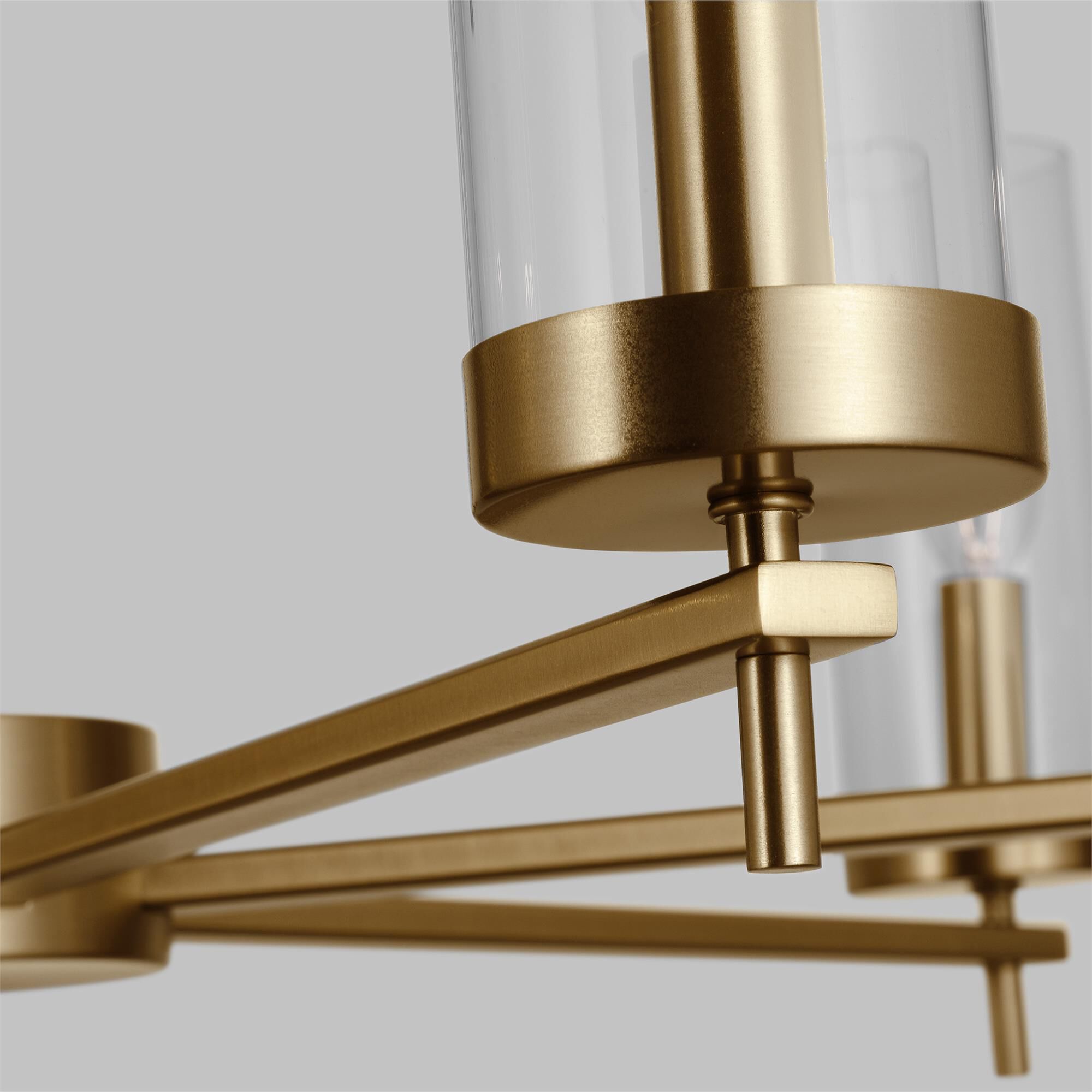 Shown in Satin Brass finish and Clear Glass s shade
