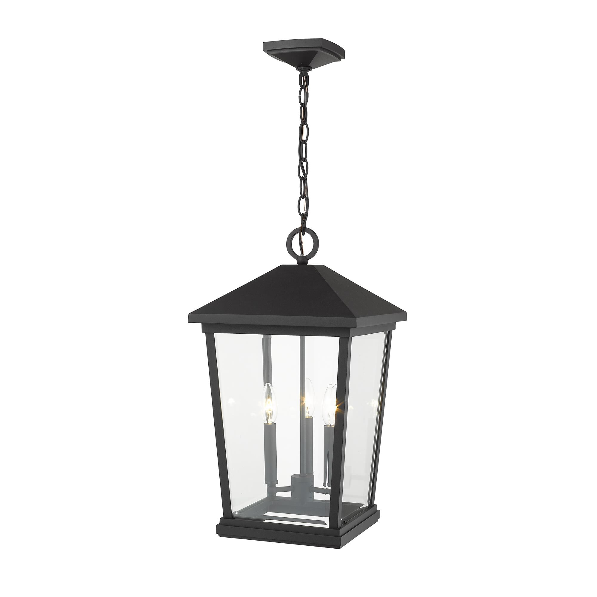 Shown in Black finish and Glass shade