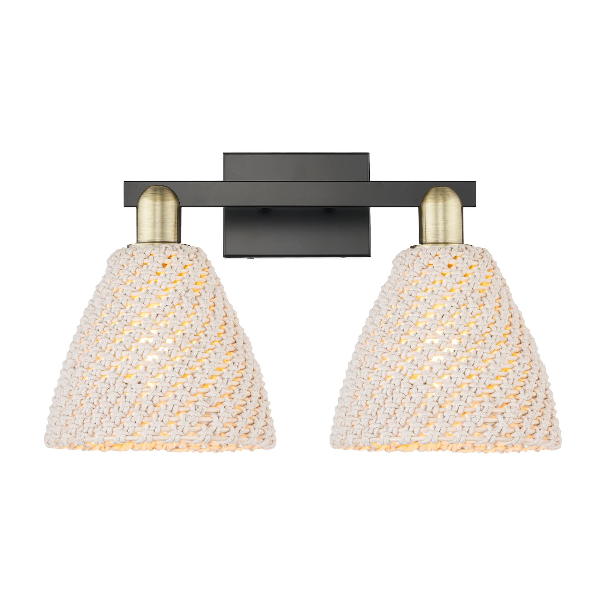 Shown in Black Antique Brass finish and Natural shade