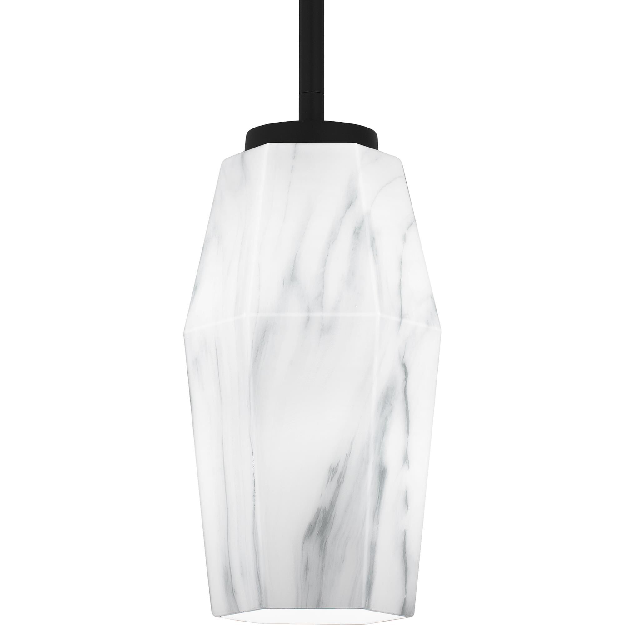 Shown in Matte Black finish and Marble Glass shade