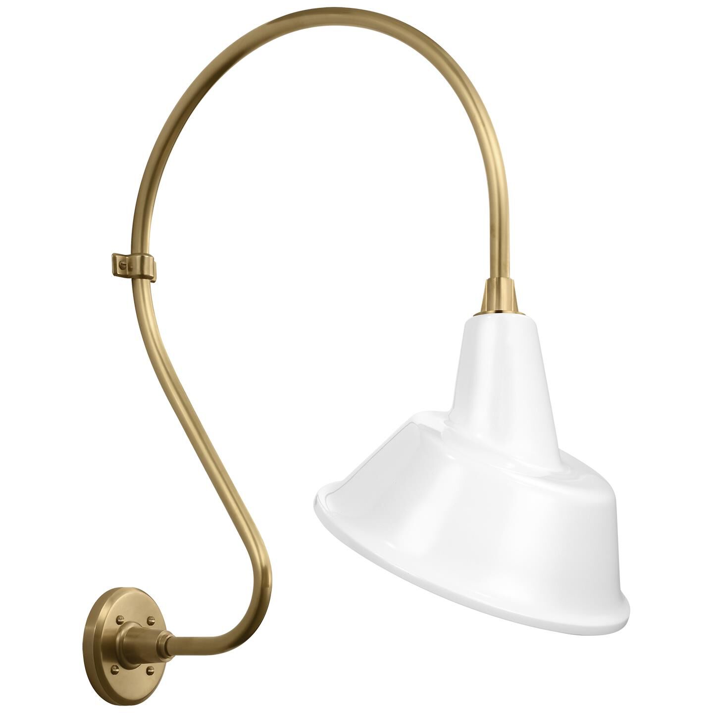Shown in Hand-Rubbed Antique Brass finish and White Tilted Bowers shade