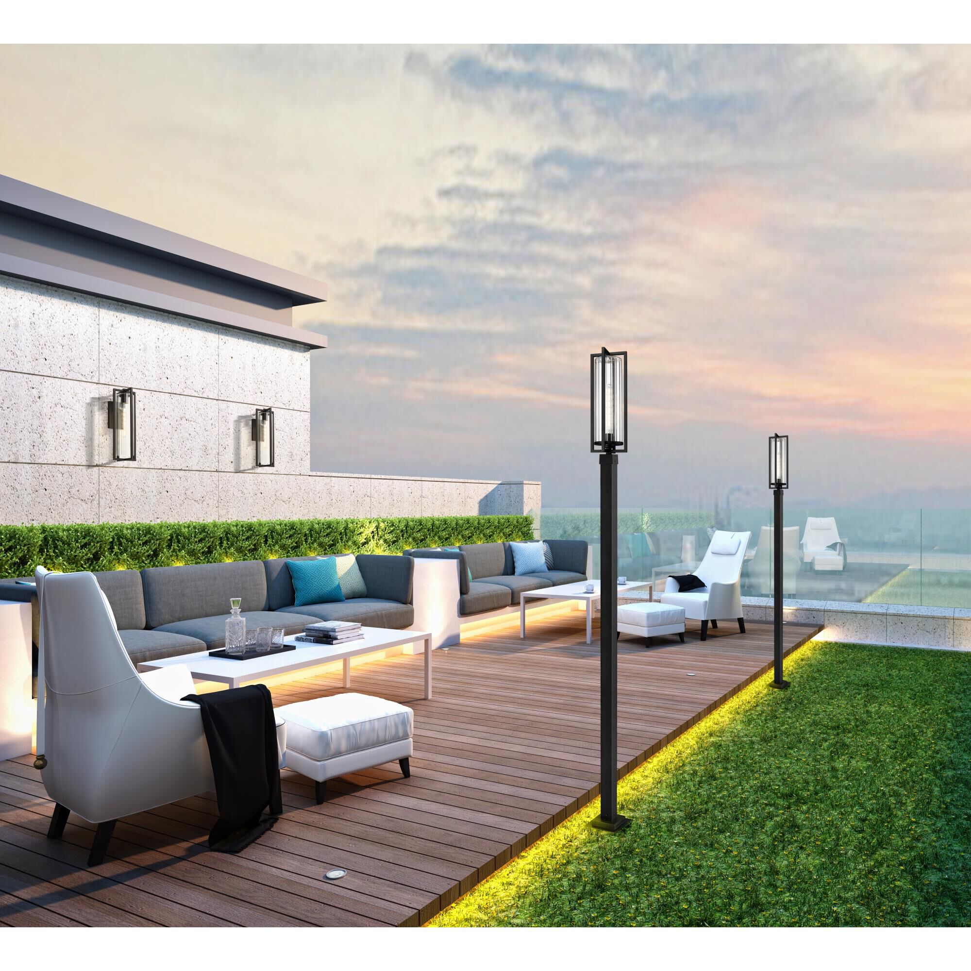 Shown in Black finish and Clear Ribbed glass and Clear Ribbed shade