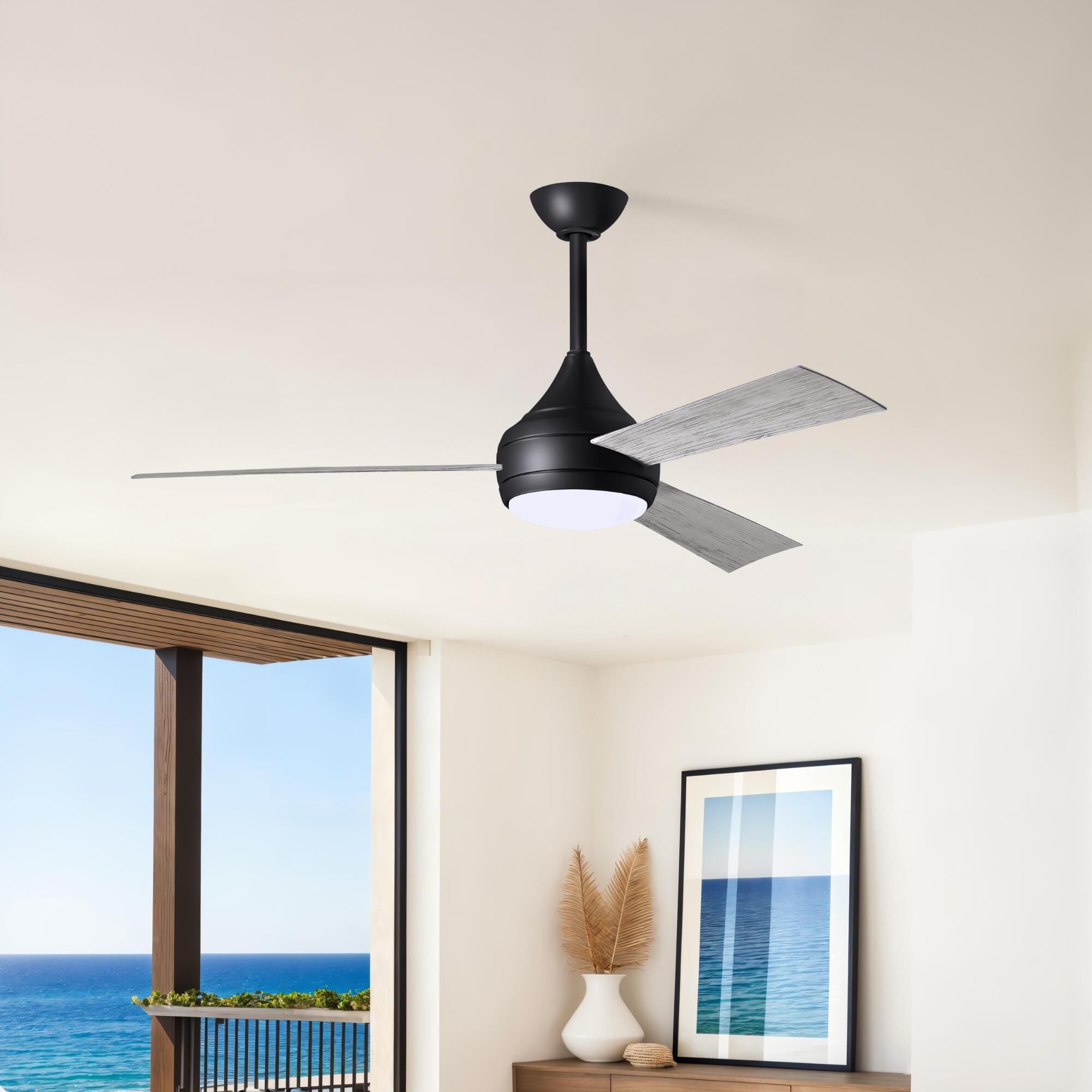 Donaire Outdoor Coastal Wet Rated 52 Inch Ceiling Fan with Light Kit by Matthews Fan Company
