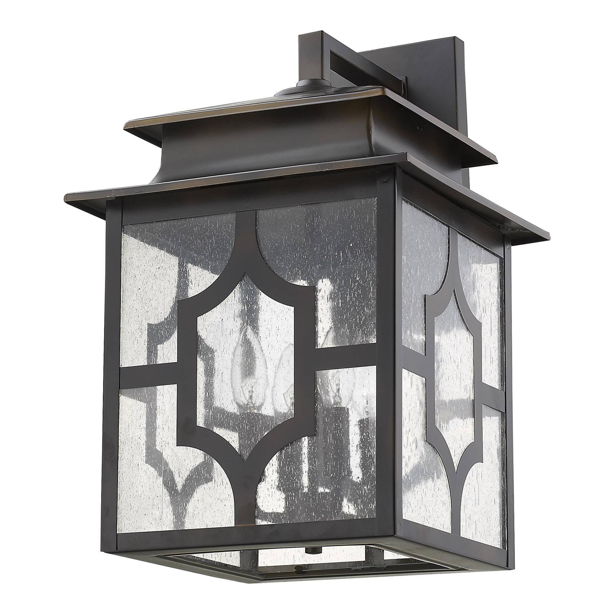 Shown in Oil-Rubbed Bronze finish and Clear glass and Clear, Seedy Glass Panes shade