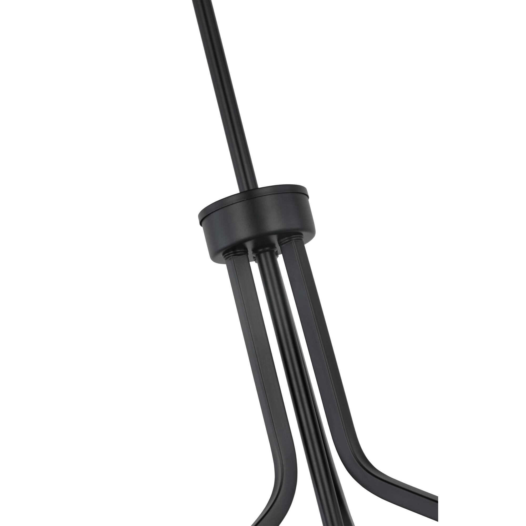 Shown in Matte Black finish and White Linen shade