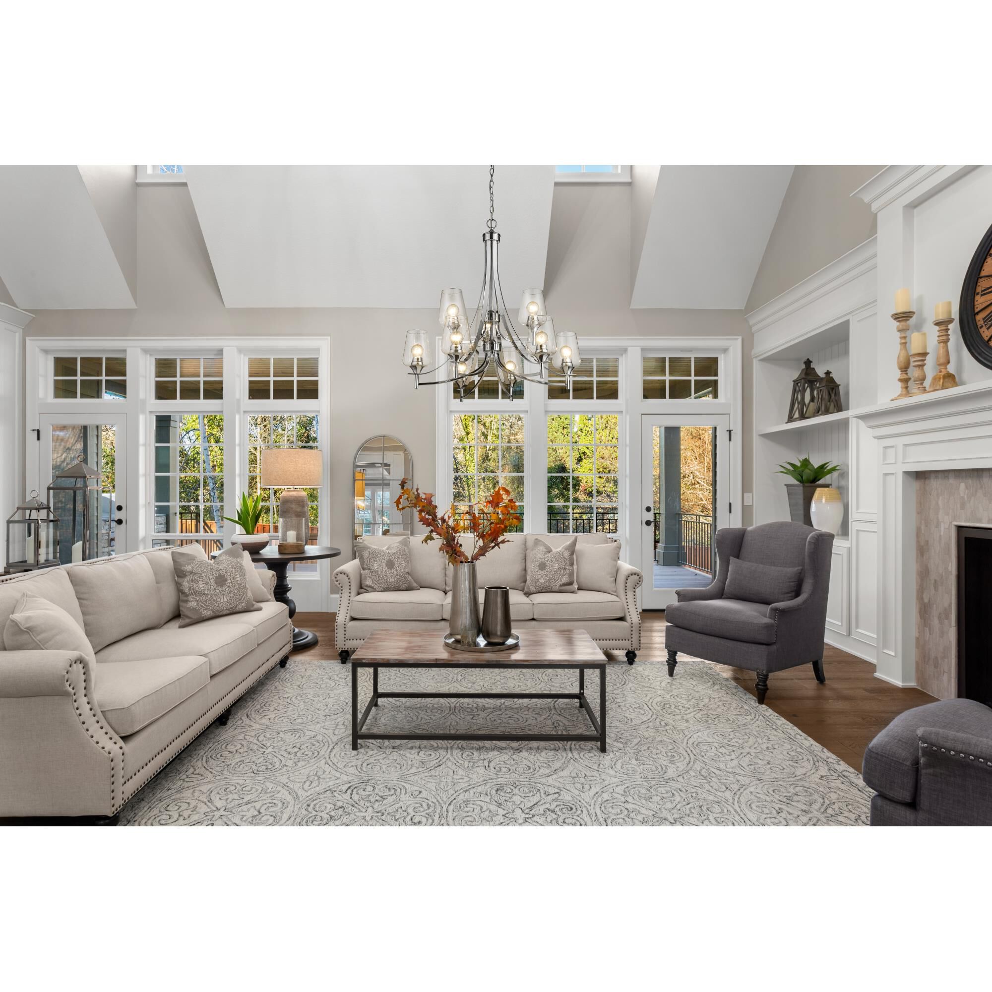 Shown in Chrome finish and Clear glass and No Shade shade