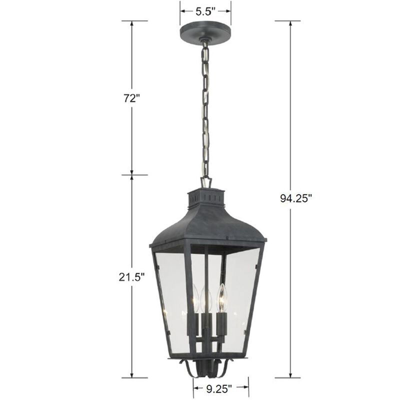 Dumont 21 Inch Tall 3 Light Outdoor Hanging Lantern by Crystorama