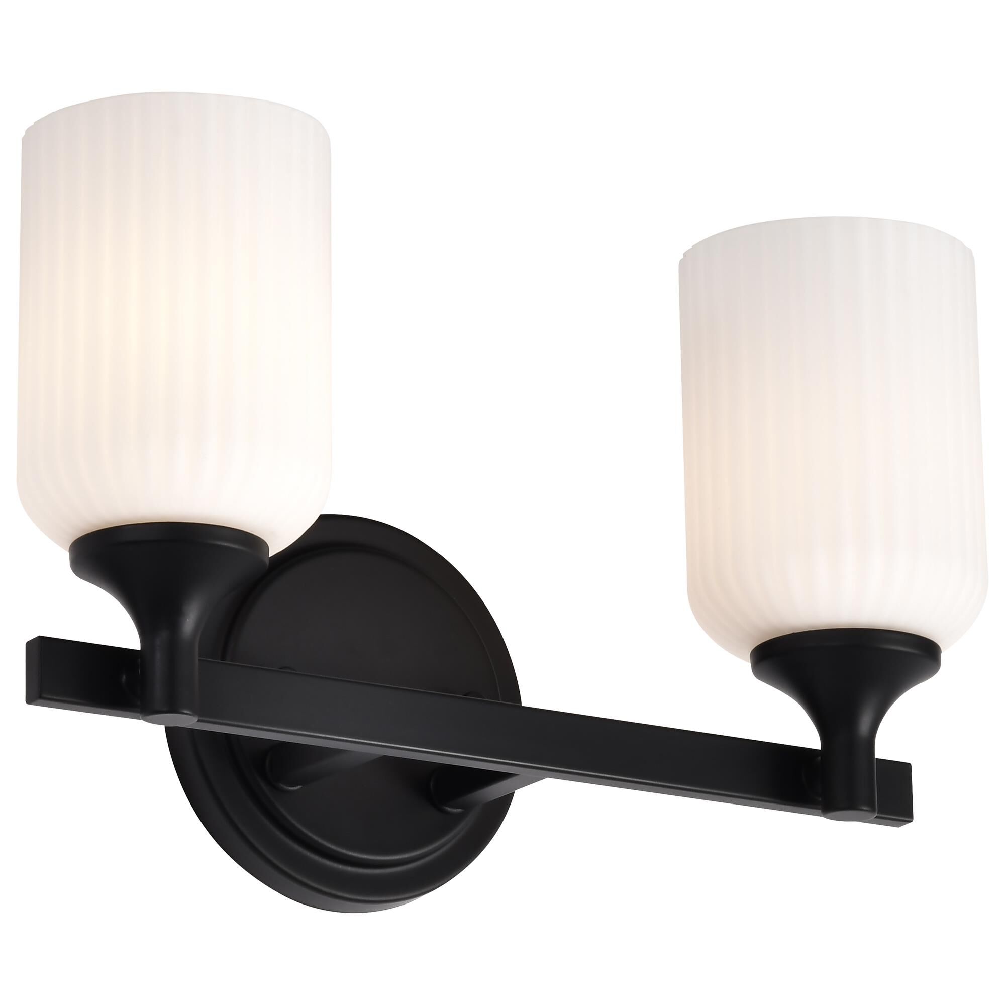 Shown in Matte Black finish and Frosted Ribbed glass