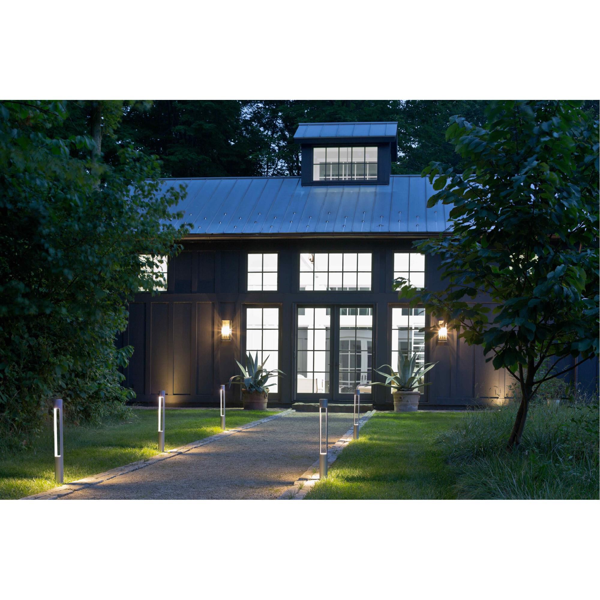 Shown in Aged Zinc finish and Clear glass