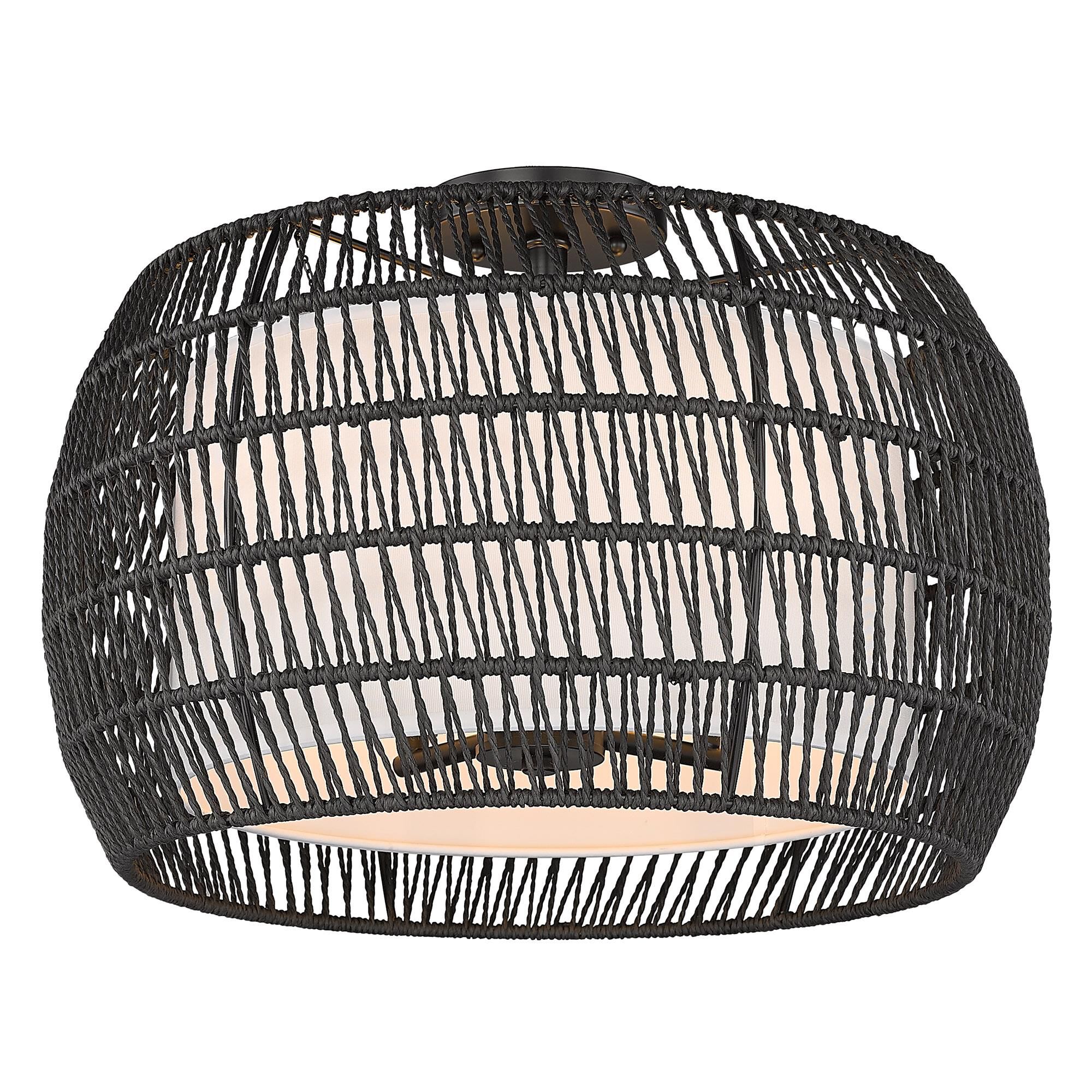 Shown in Matte Black finish and Modern Black Rattan shade