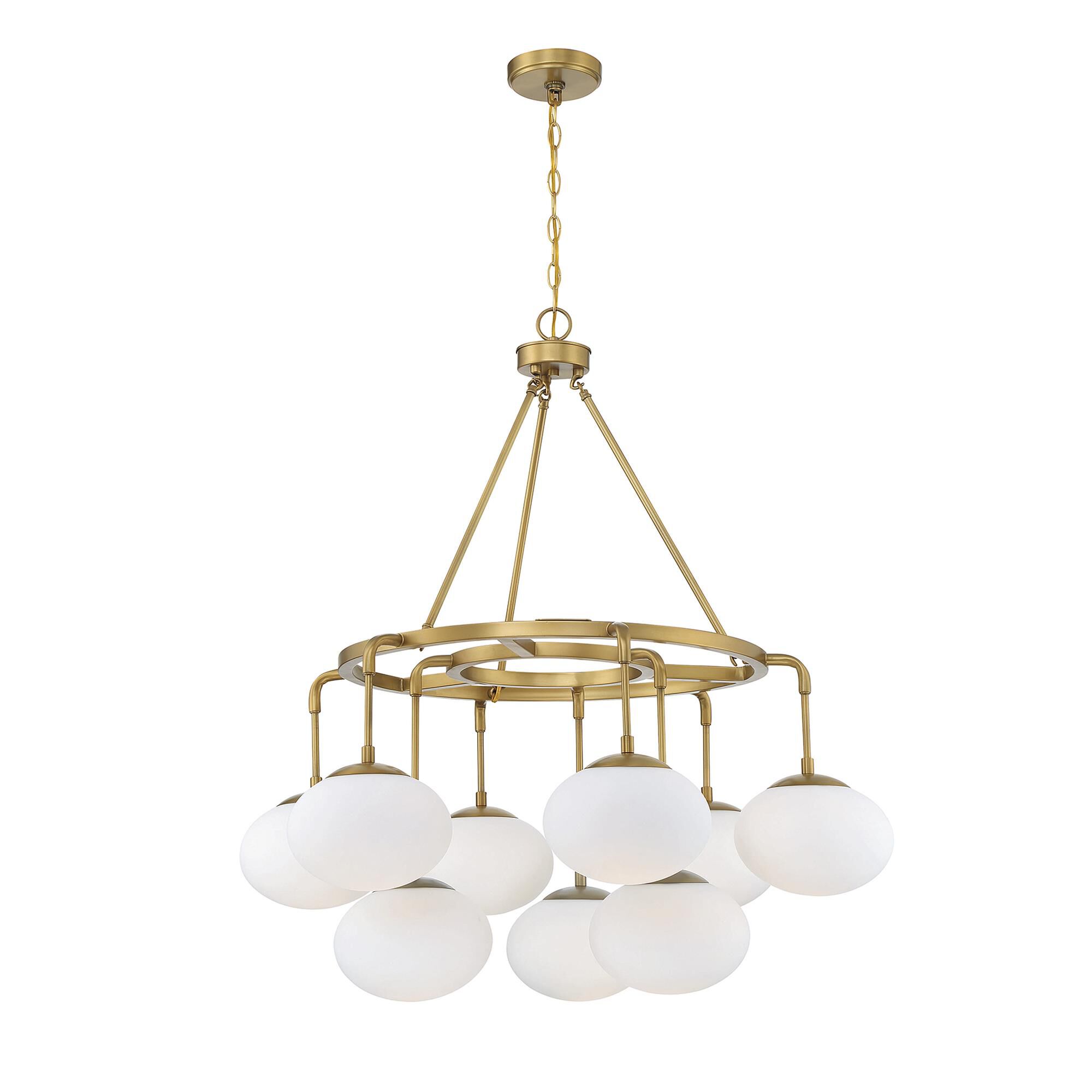 Shown in Natural Brass finish and White Milk glass
