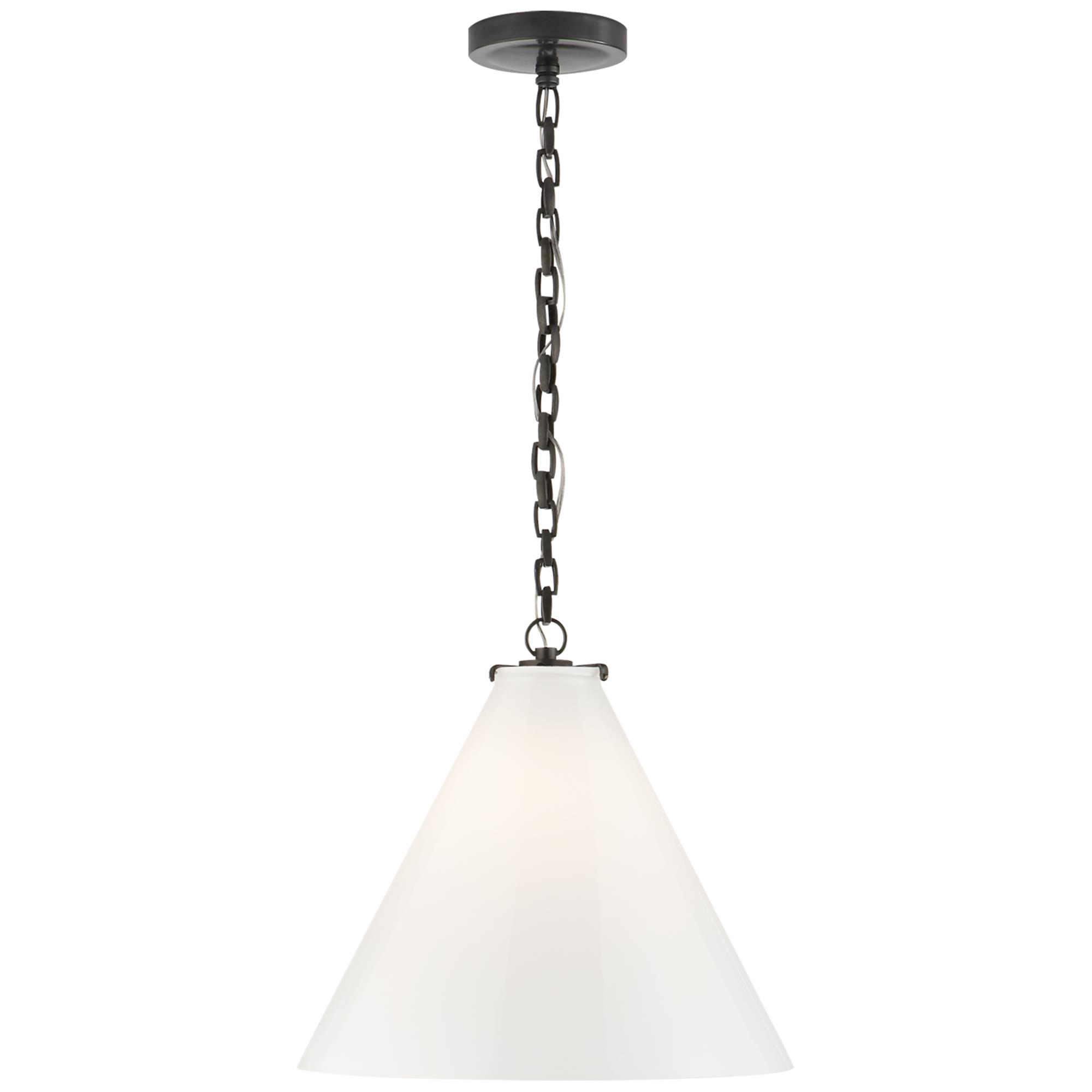 Shown in Bronze finish and White glass