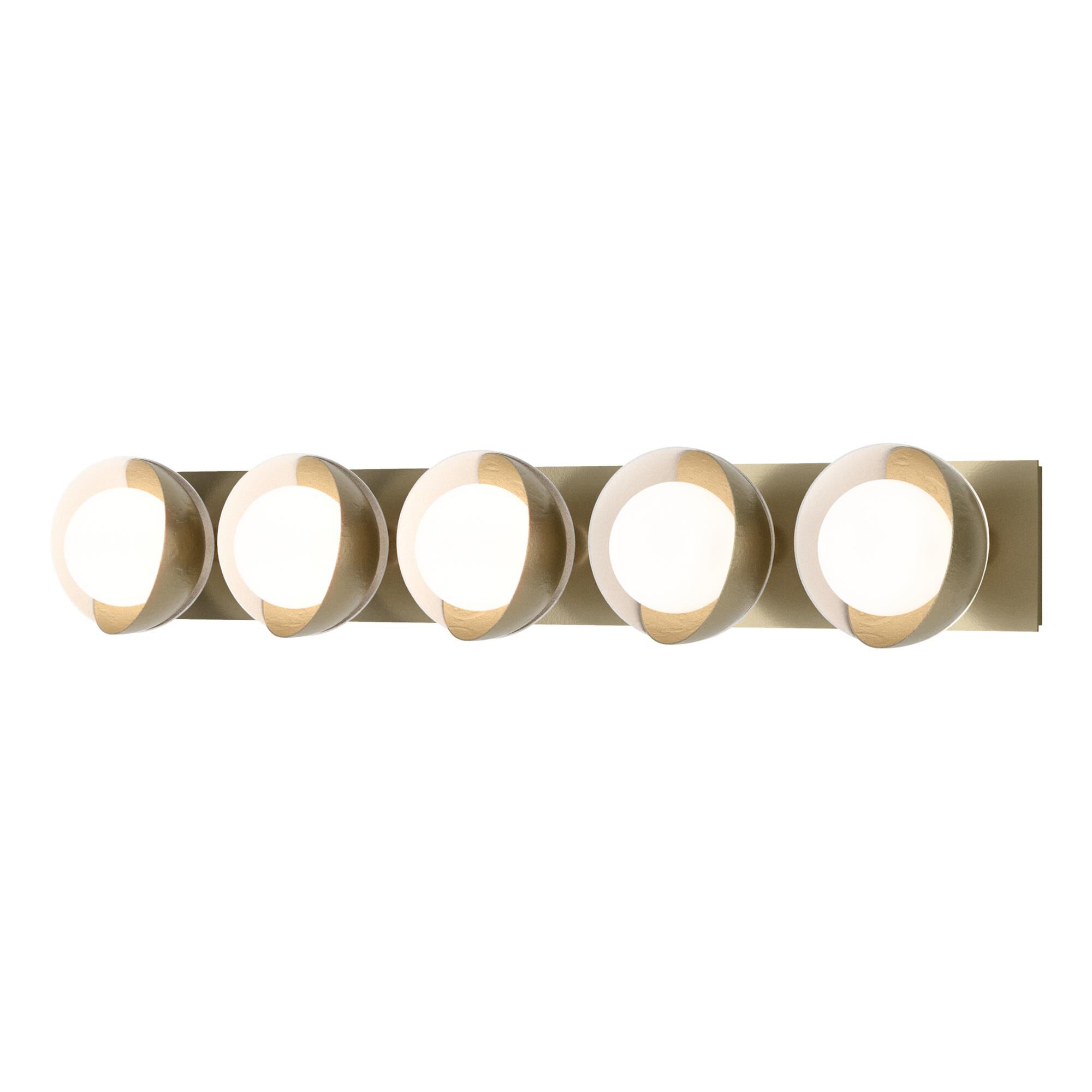 Shown in Modern Brass finish and Opal glass