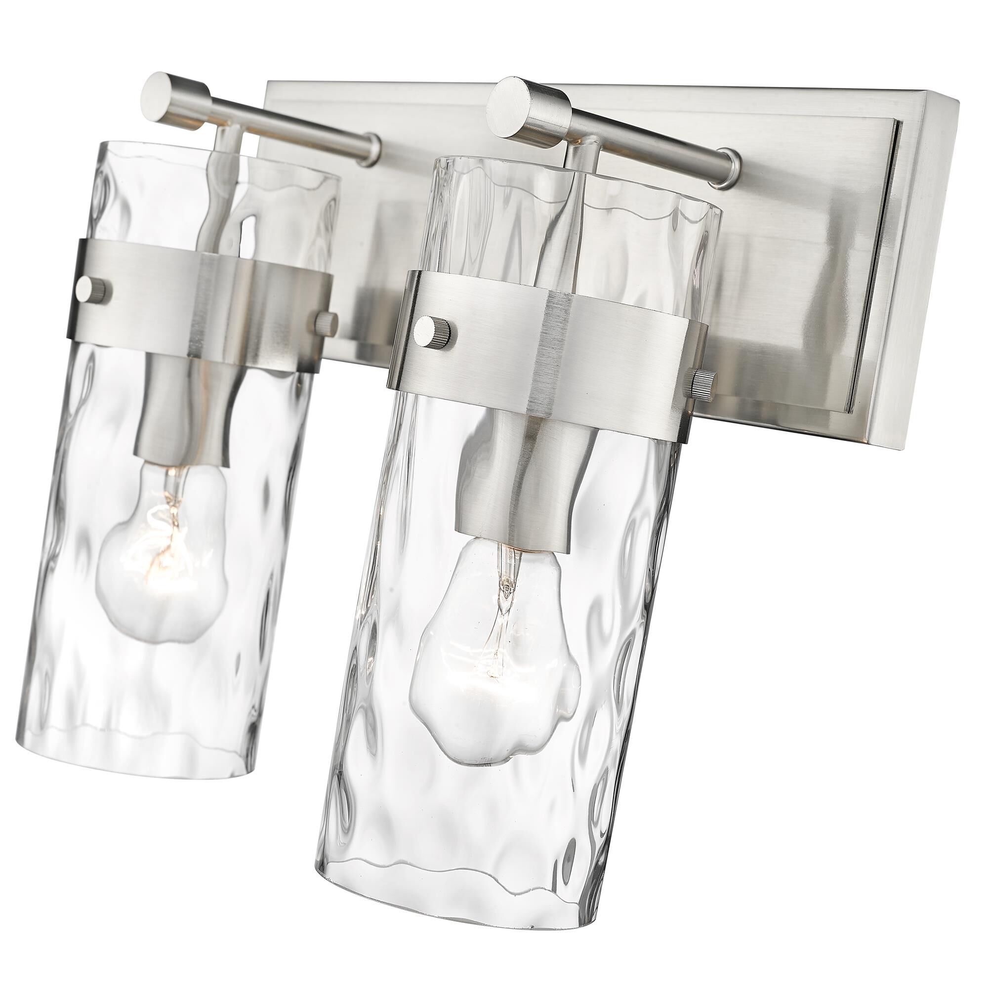 Shown in Brushed Nickel finish and Glass shade