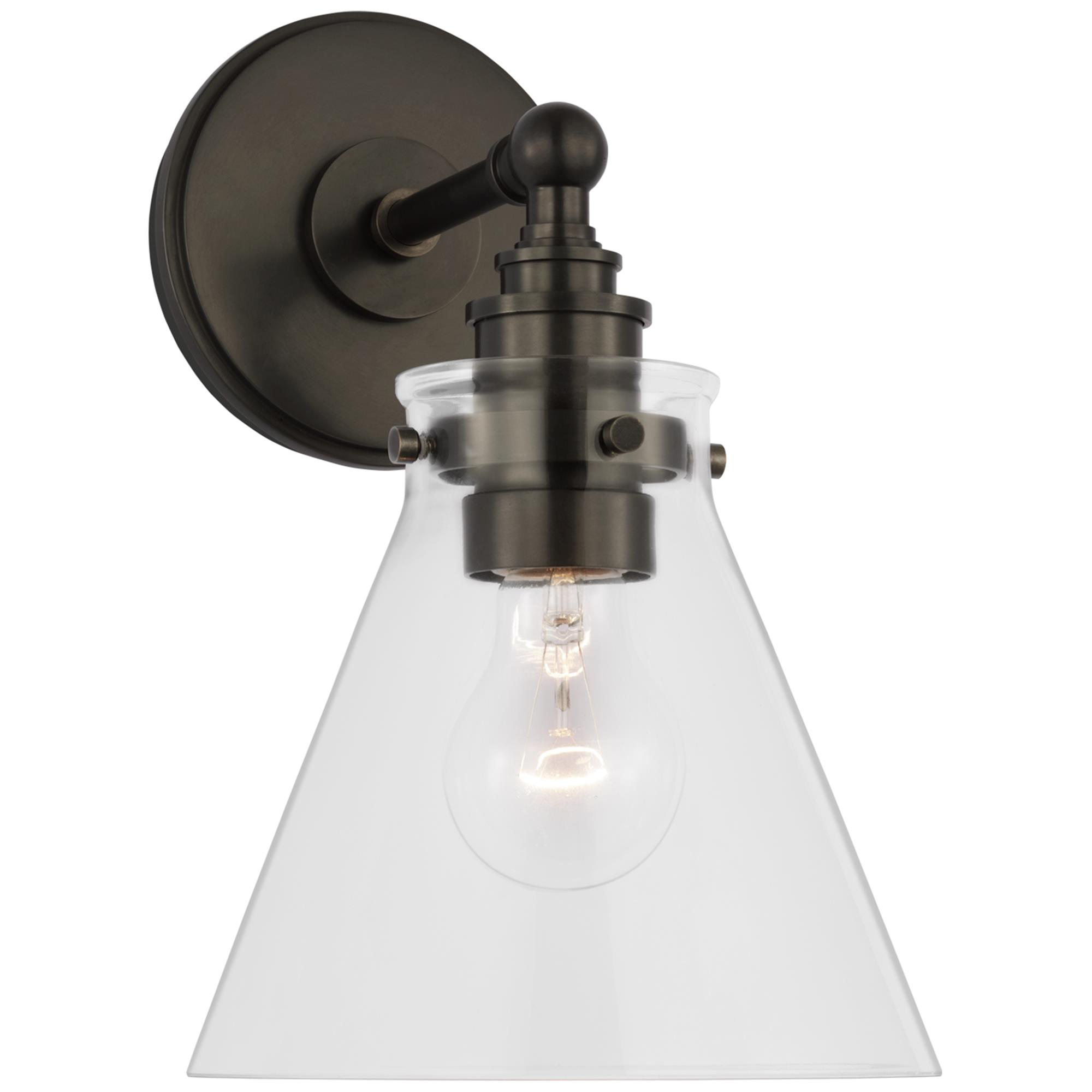 Shown in Bronze finish and Clear glass