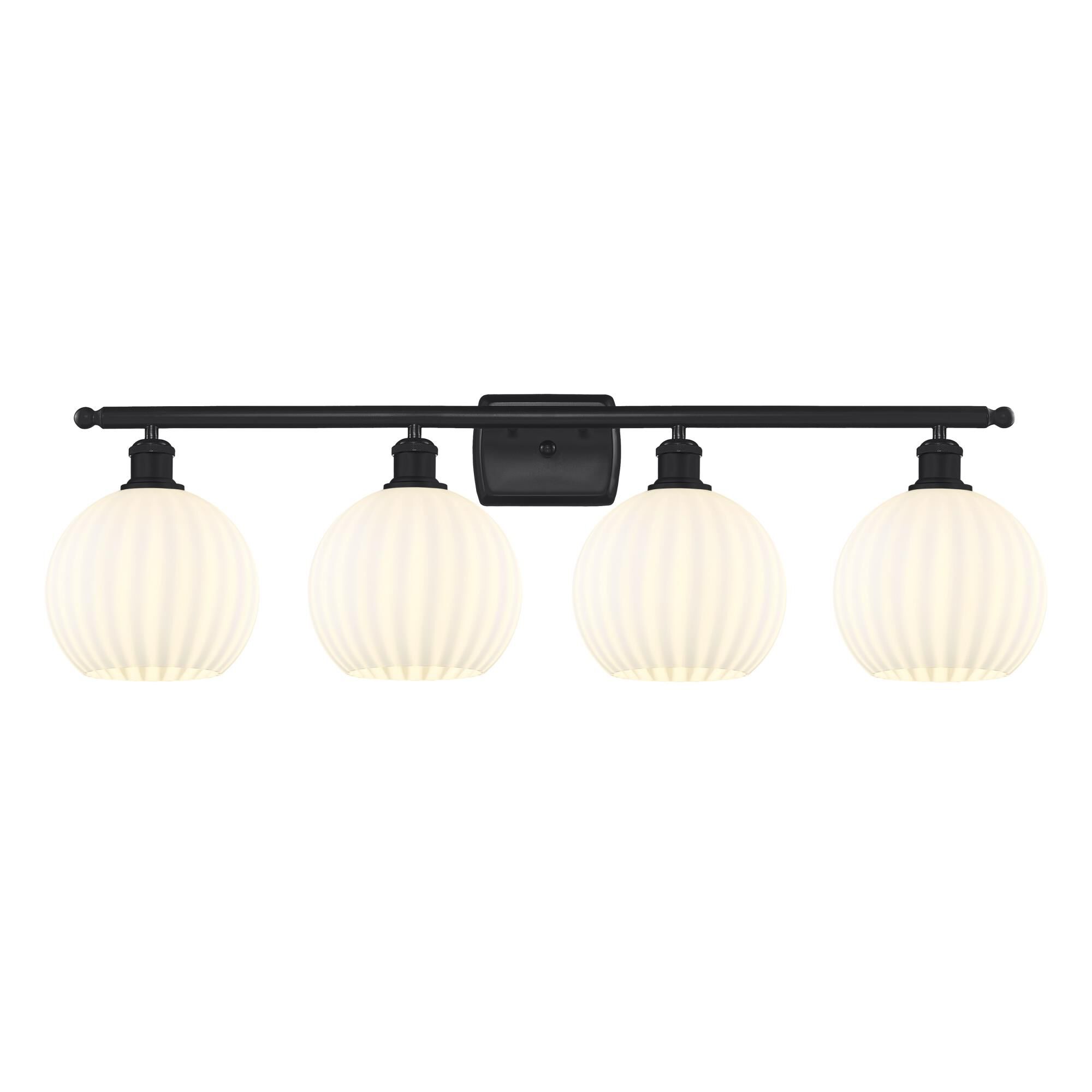 Shown in Matte Black finish and White Venetian glass