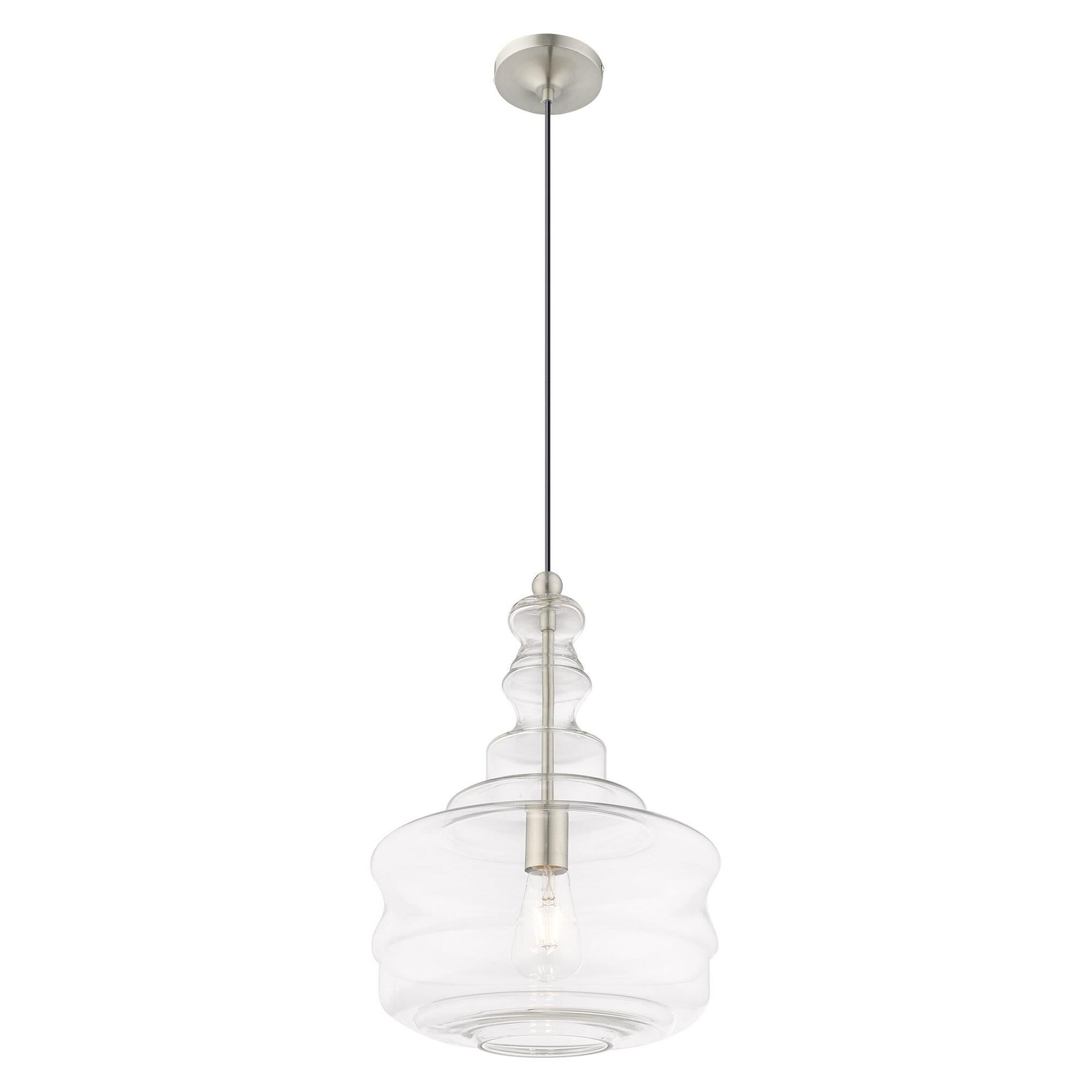 Shown in Brushed Nickel finish and Clear glass