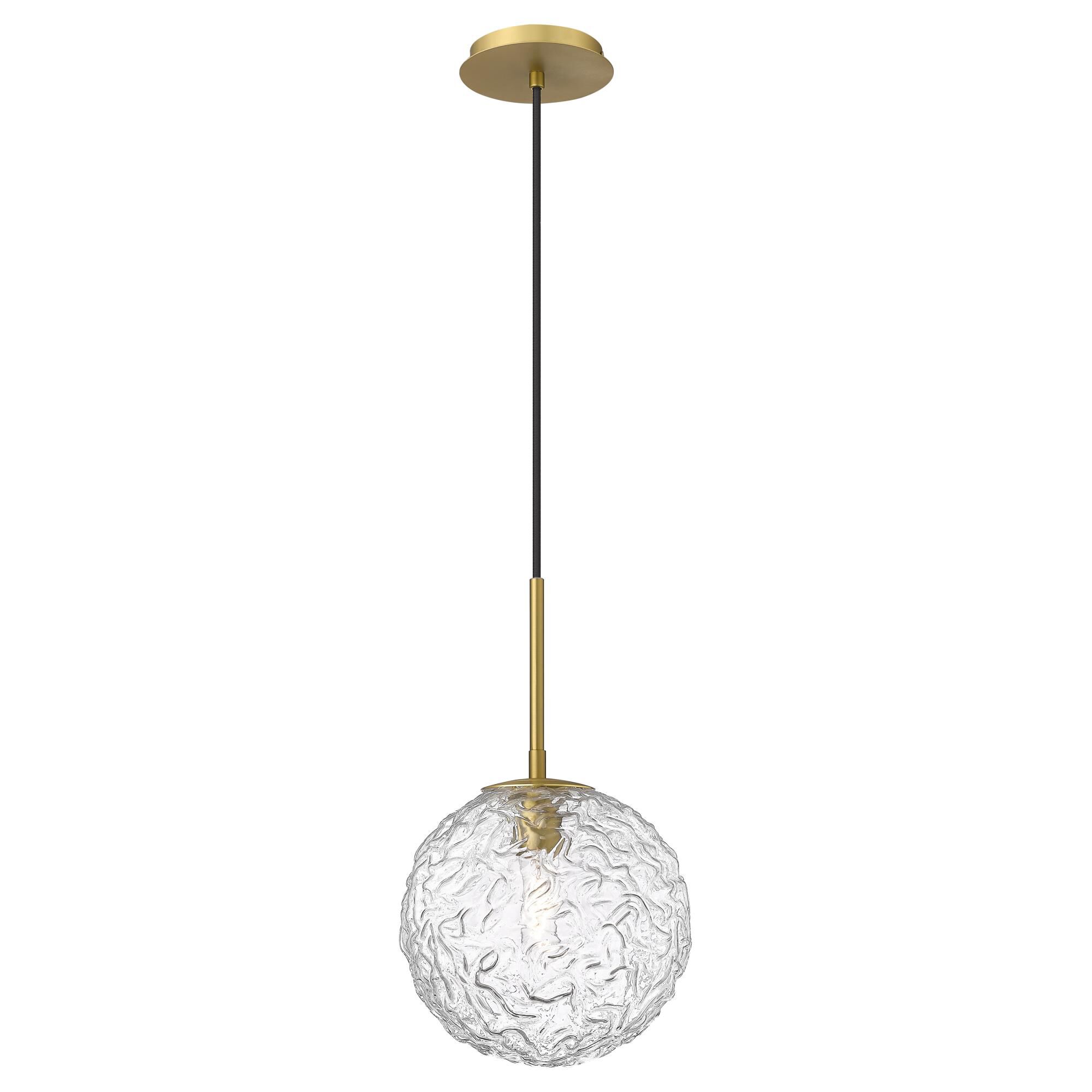 Shown in Brushed Brass finish and Clear shade