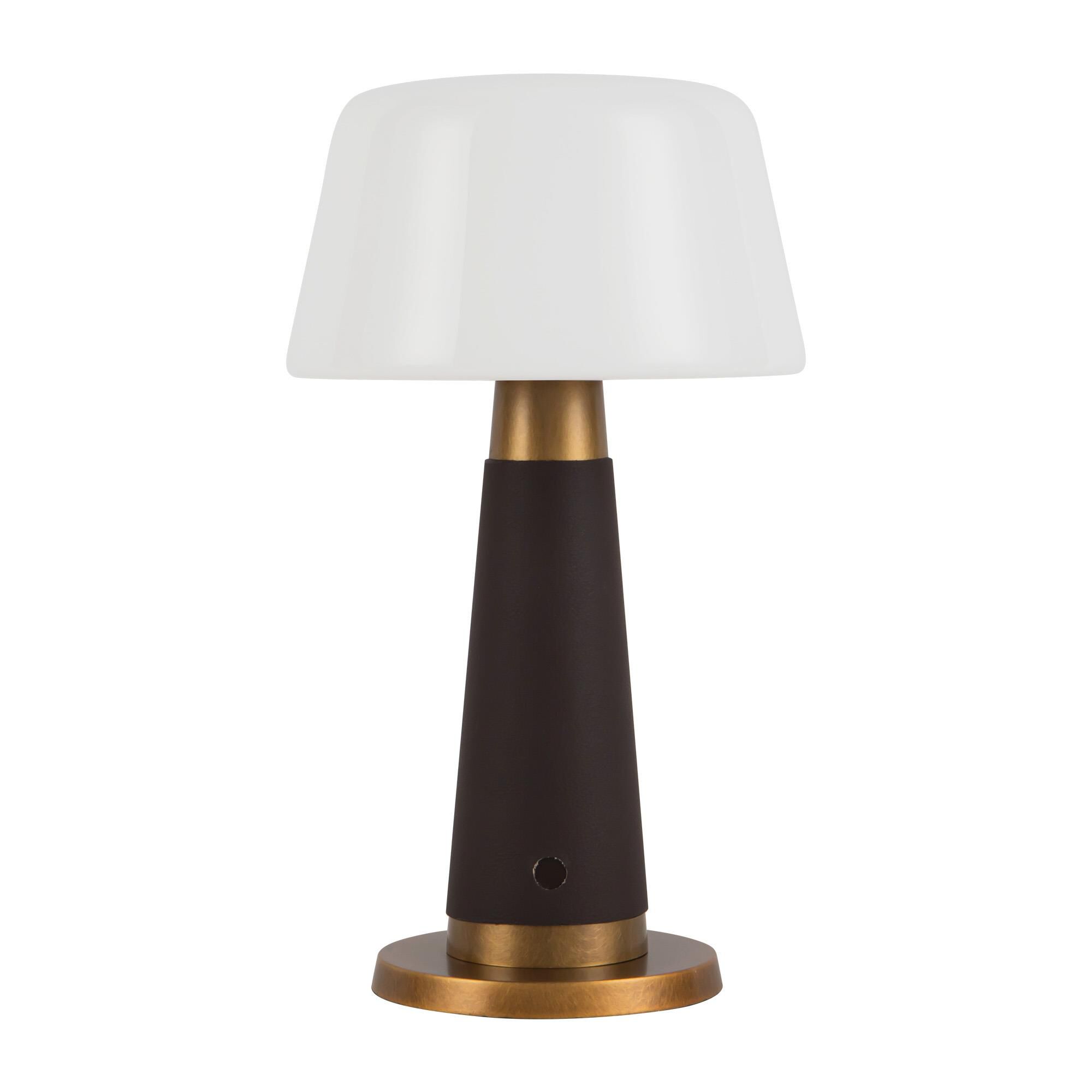 Shown in Espresso Vegan Leather finish and Opal glass