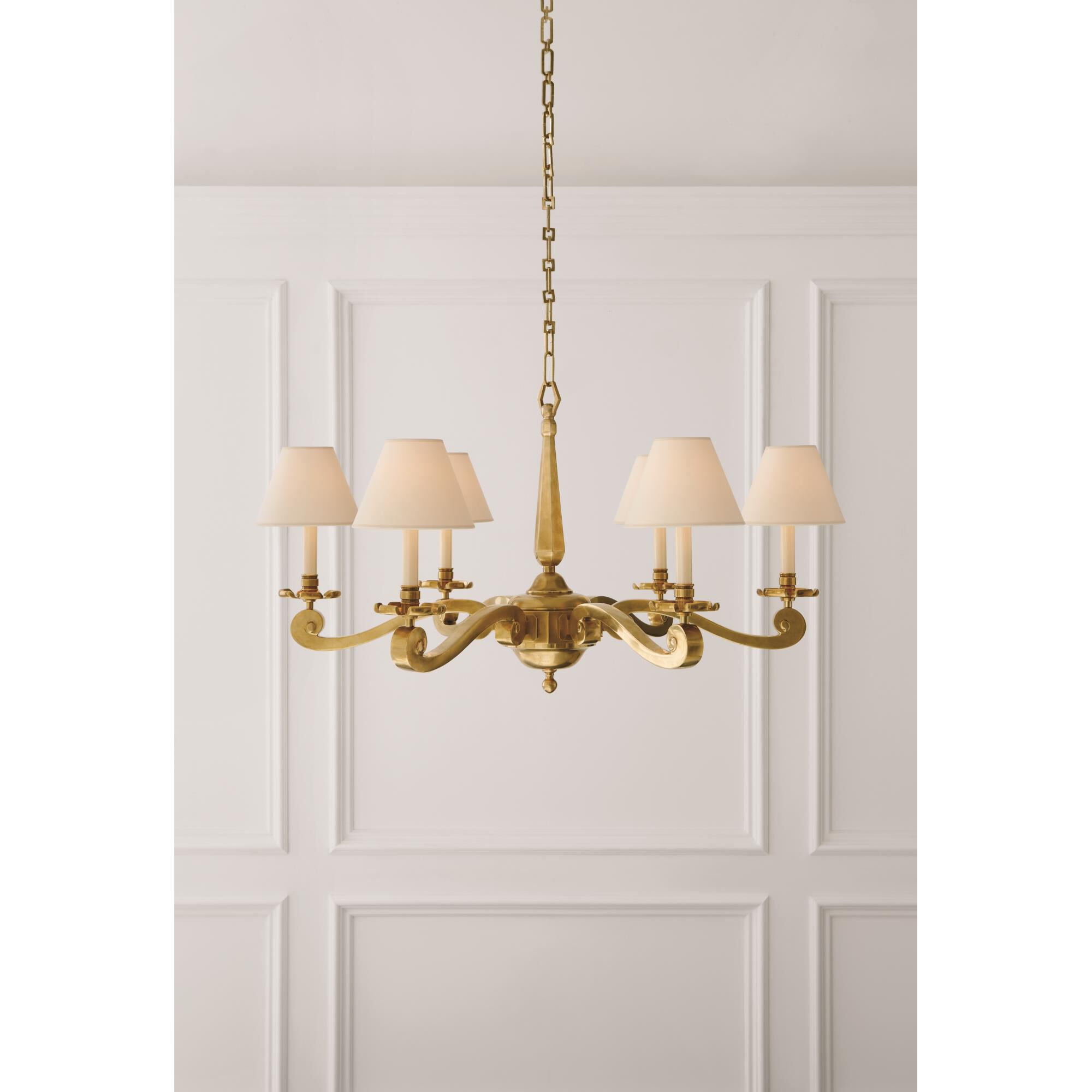 Shown in Natural Brass finish and Natural Paper shade