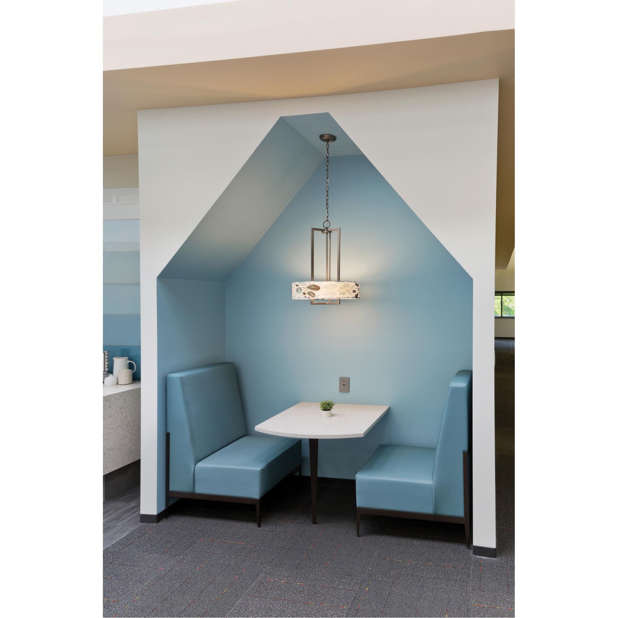 Shown in Antique Nickel finish and Off-White Linen Hardback shade