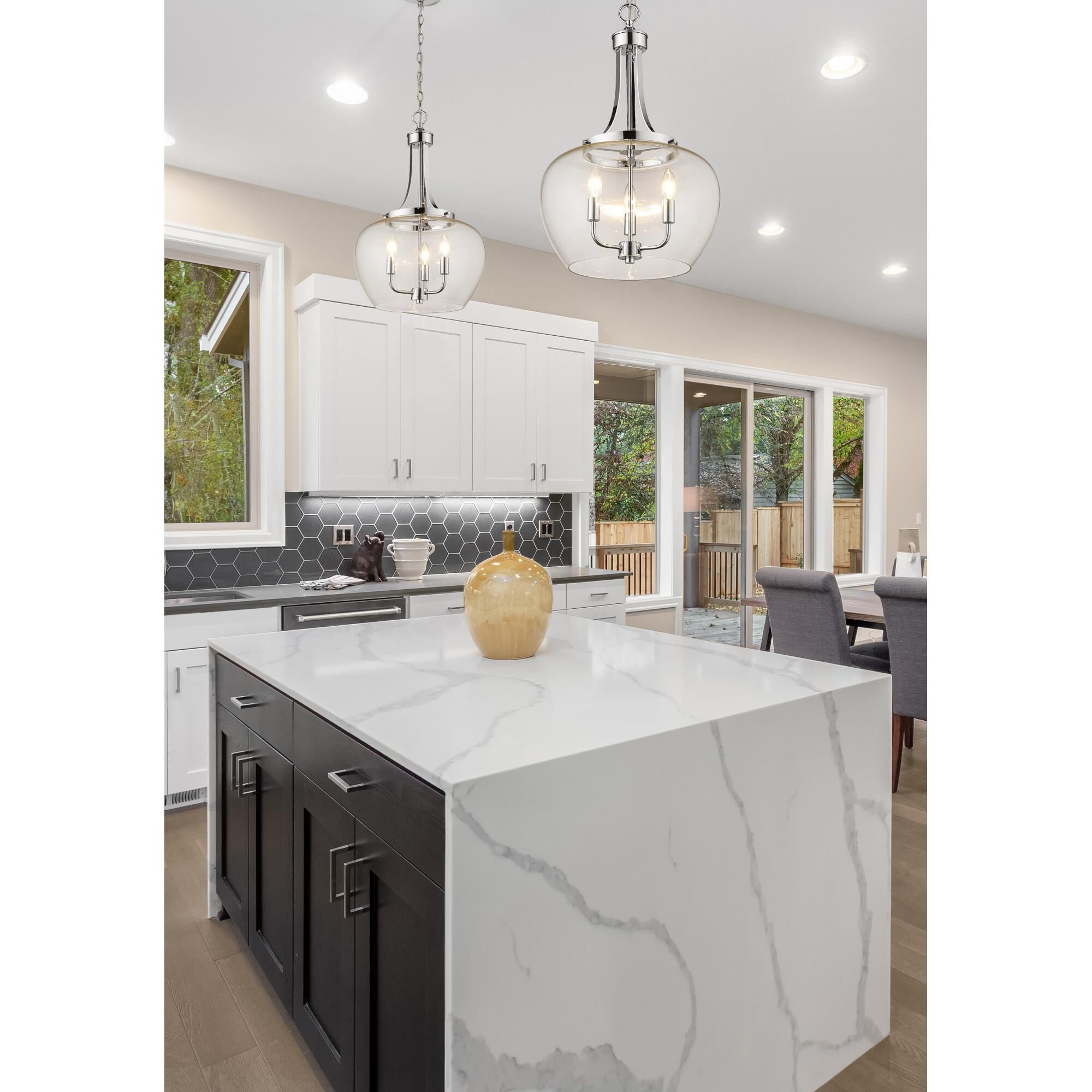 Shown in Chrome finish and Clear glass and No Shade shade