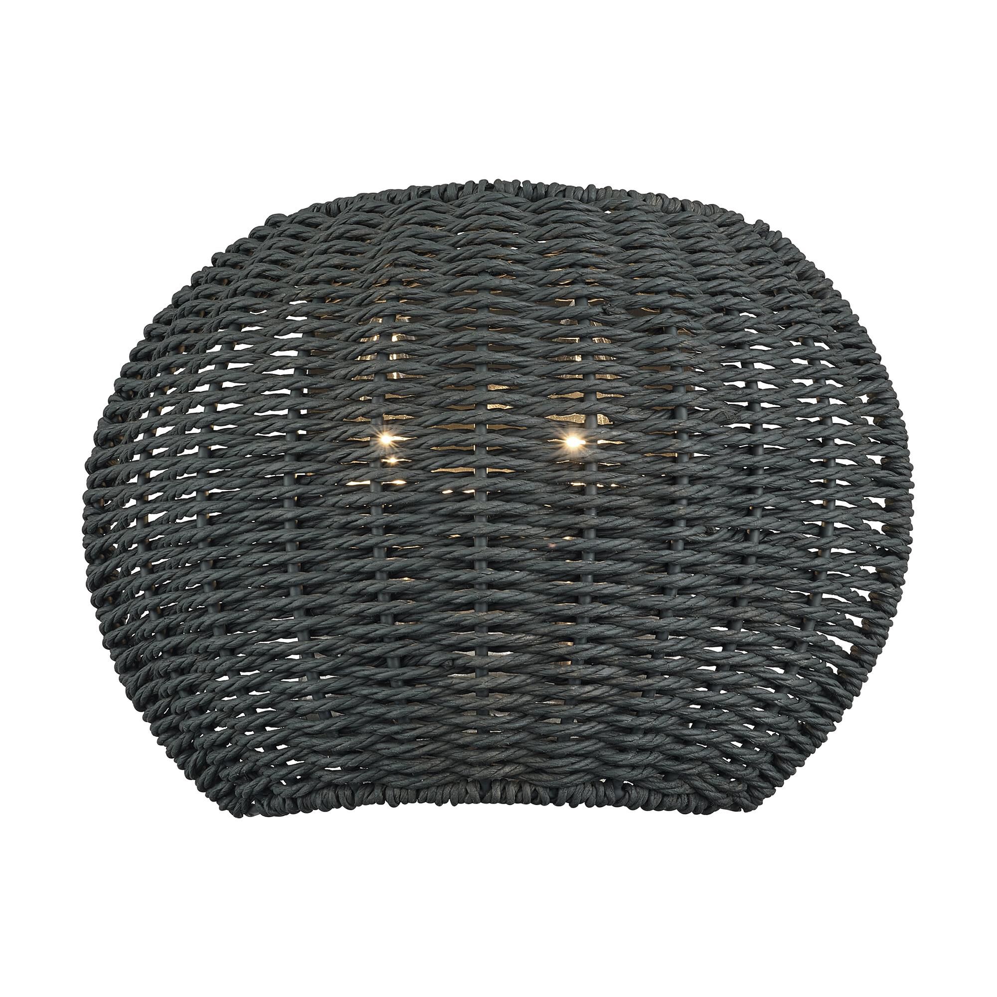 Shown in Black finish and Hand-Woven Midnight Black Color Paper Rope shade