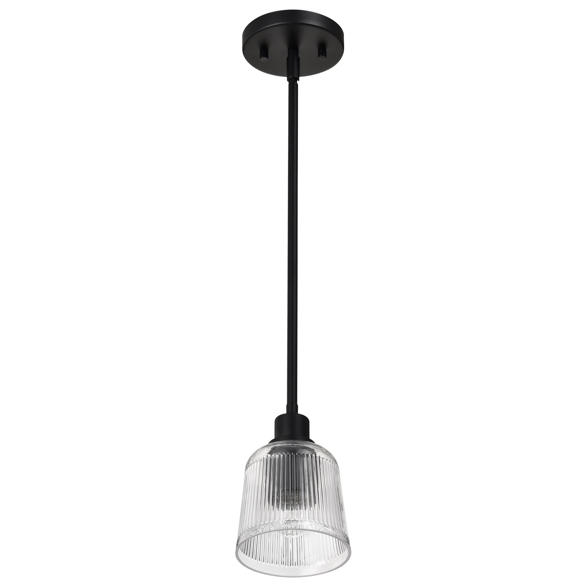 Shown in Matte Black finish and Clear Ribbed glass