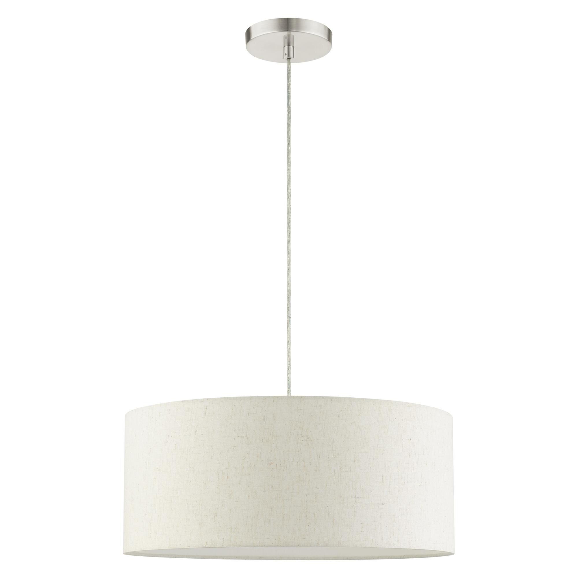 Shown in Brushed Nickel finish and Hand Crafted Hardback  Completely Finished With Oatmeal Color Fabric Outside and White Color Fabr shade