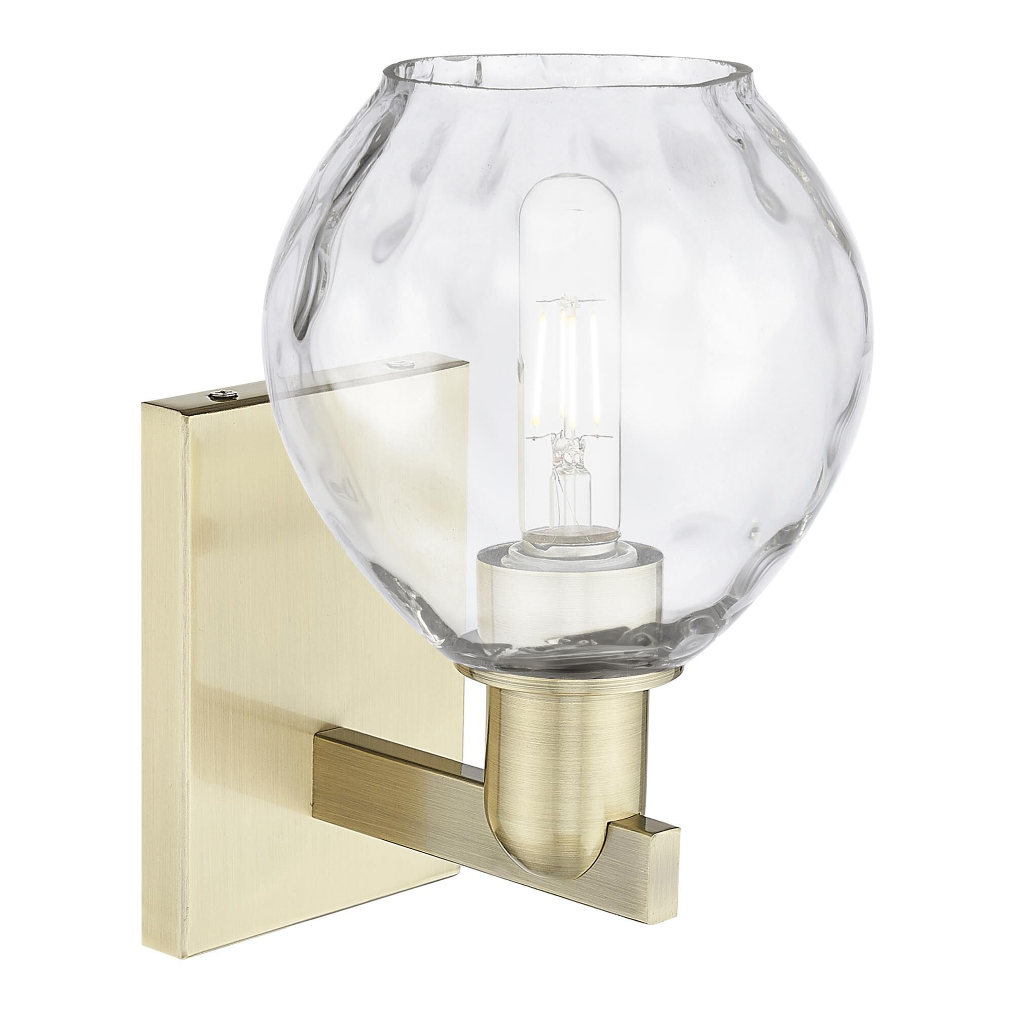 Shown in Antique Brass finish and Clear glass