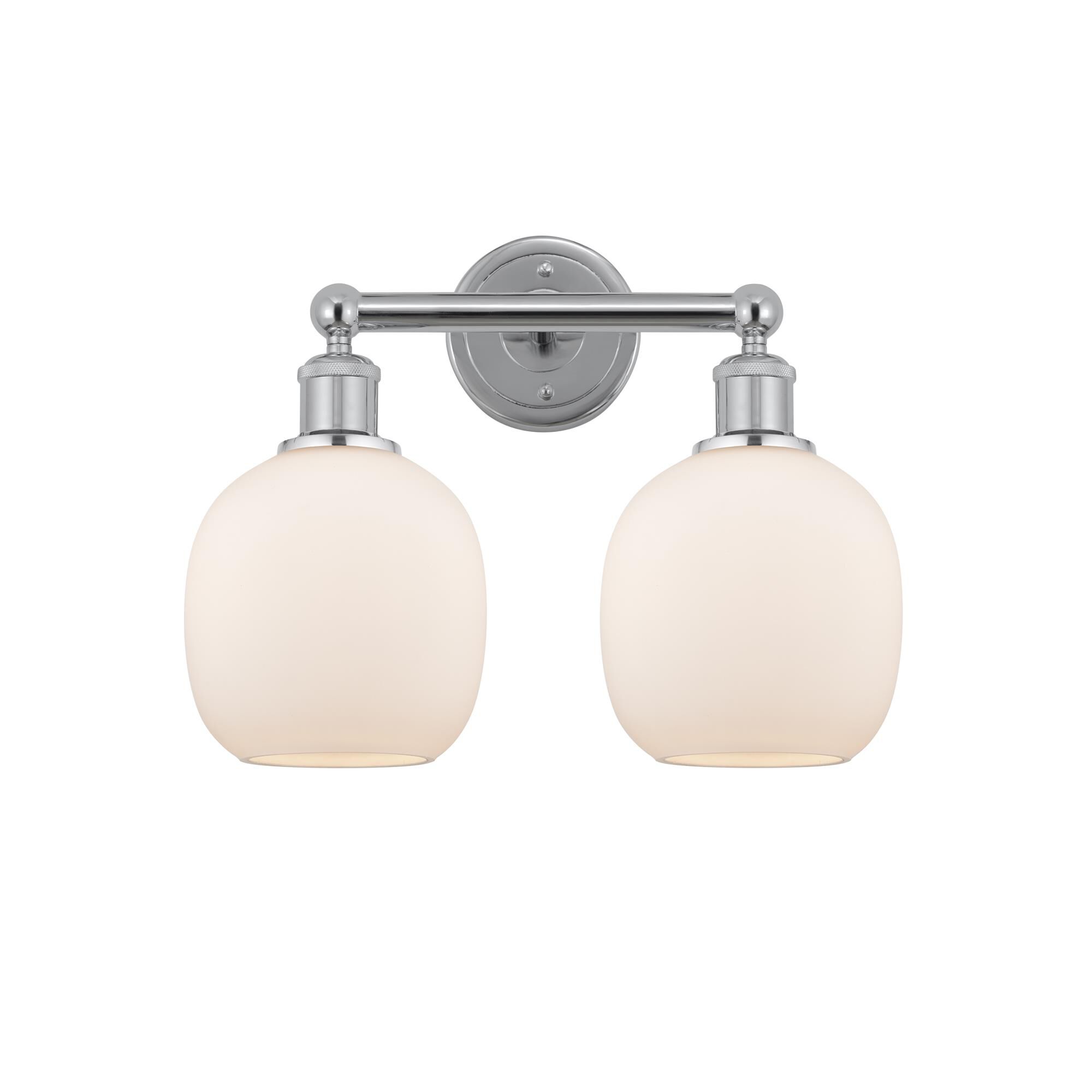 Shown in Polished Chrome, Matte White finish and Matte White glass and Matte White Glass shade