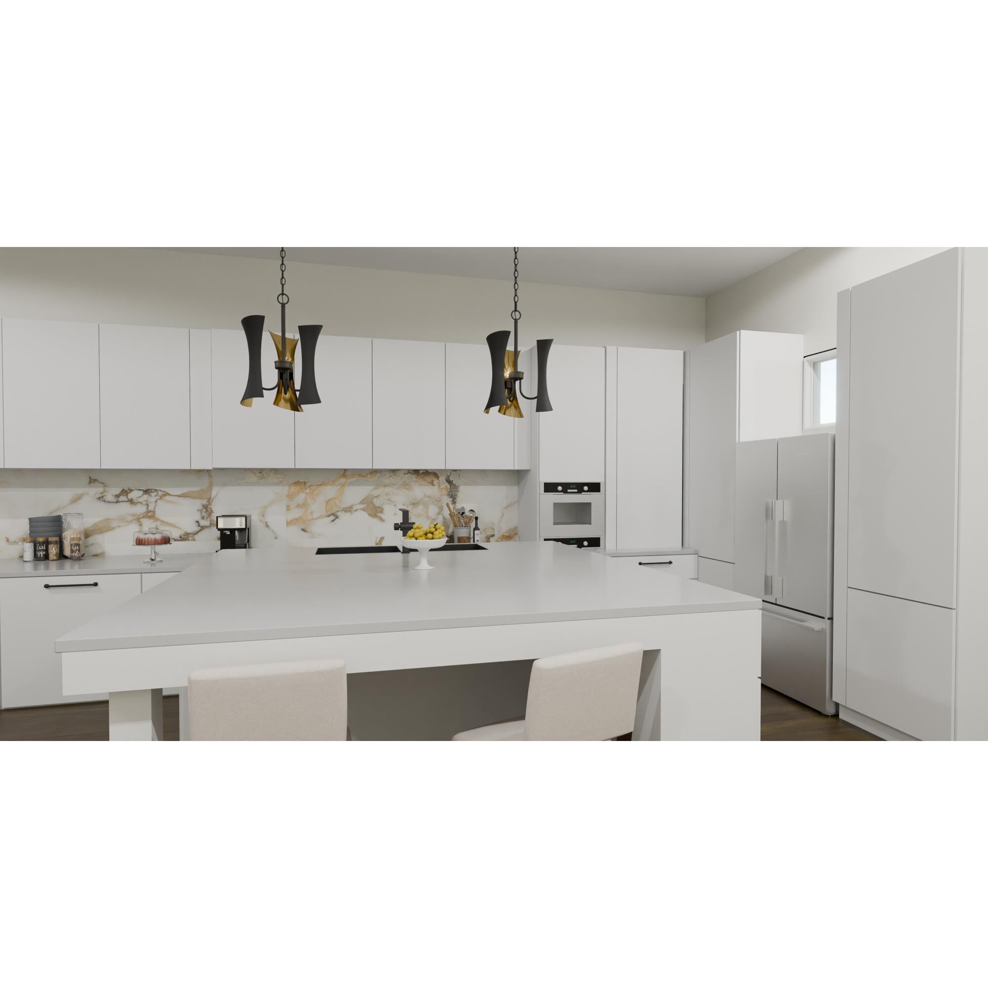 Shown in Matte Black finish and Black Metal with Gold Inside shade