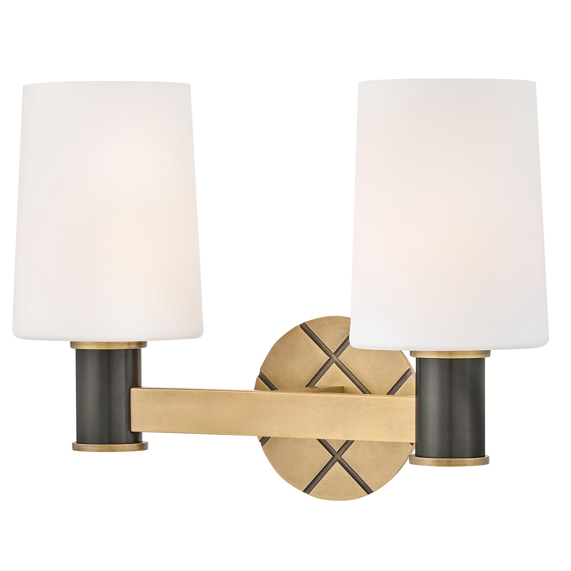 Shown in Heritage Brass finish and Etched Opal glass and Black Oxide accent