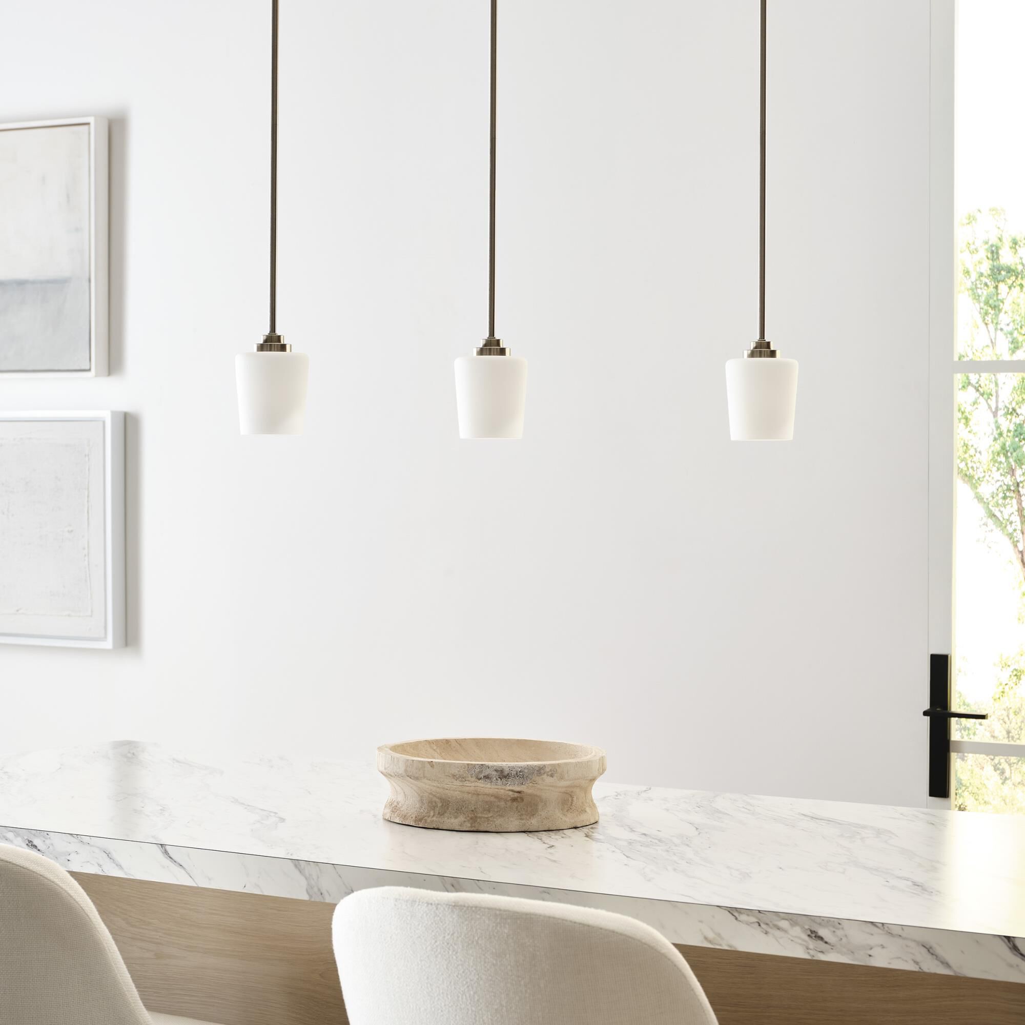 Shown in Brushed Nickel finish and Etched with White Inside glass