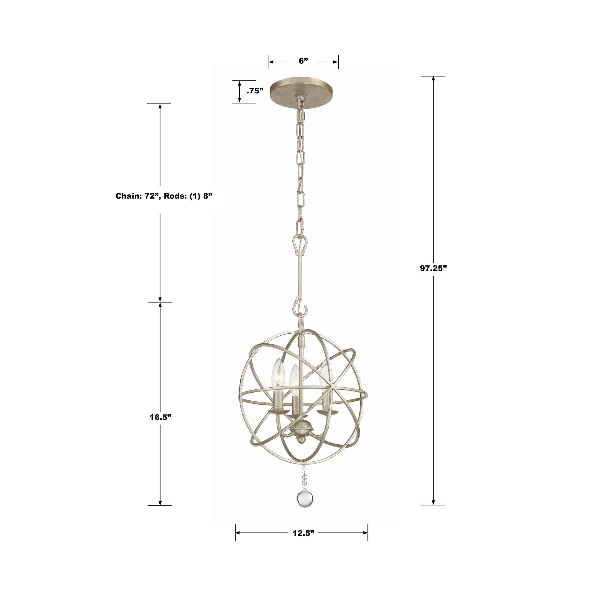 Shown in Olde Silver finish and Clear Glass Drops crystal